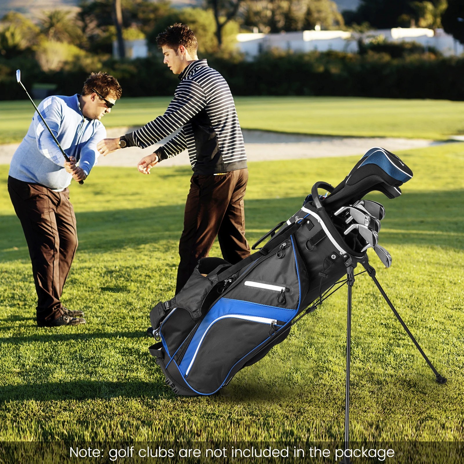 4 Costway Golf Stand Bag Portable Golf Cart Bag Travel Bag w/14 Full Length Dividers & Rain Hood - Blue, 4 of 4
