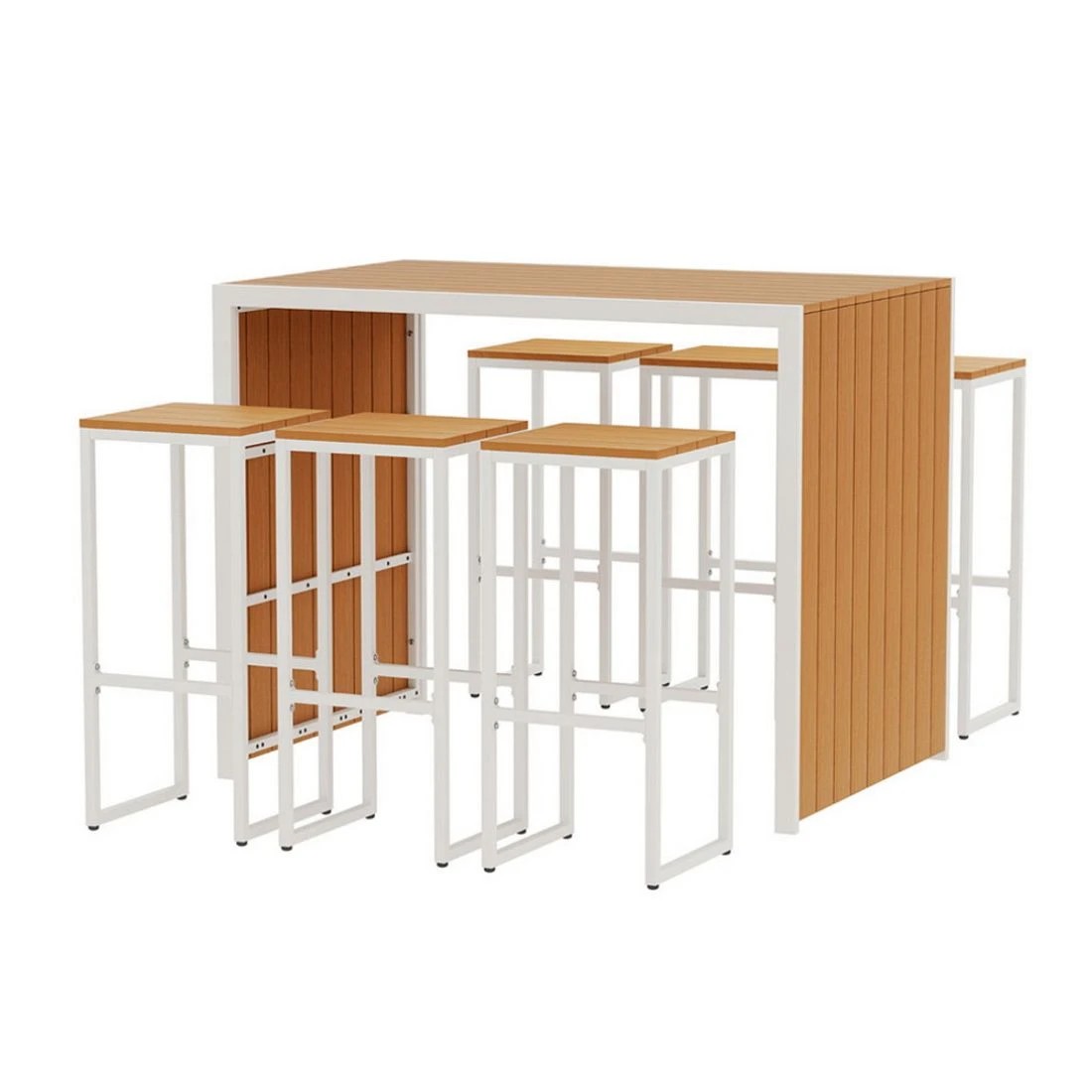 4 Gardeon 7-Piece Outdoor Bar Set Table Chairs Patio Bistro Set  6 Seater - Brown, 4 of 4