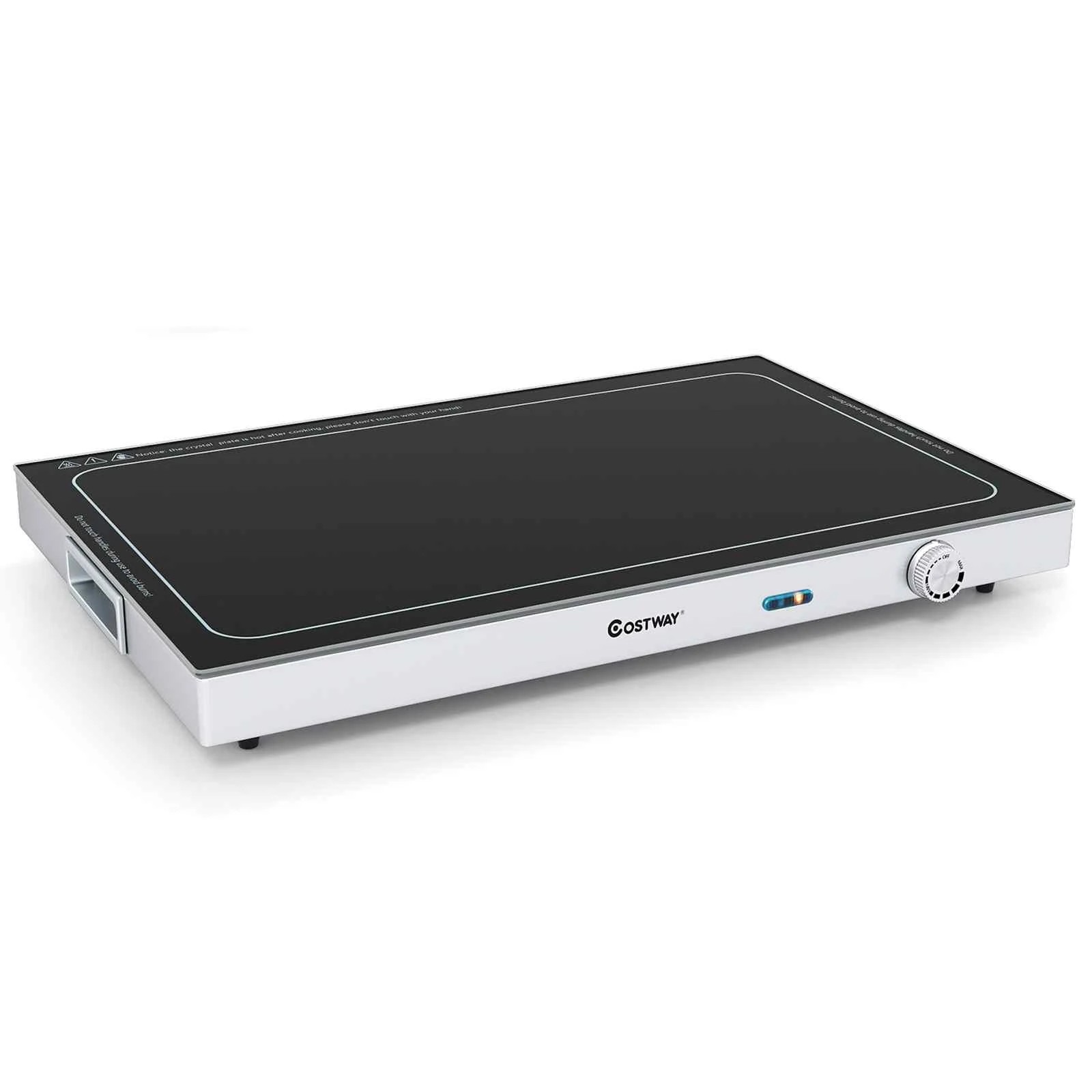 1 Costway Electric Warming Tray Tempered Glass Food Warmer w/Concealed Handle - Black, 1 of 1