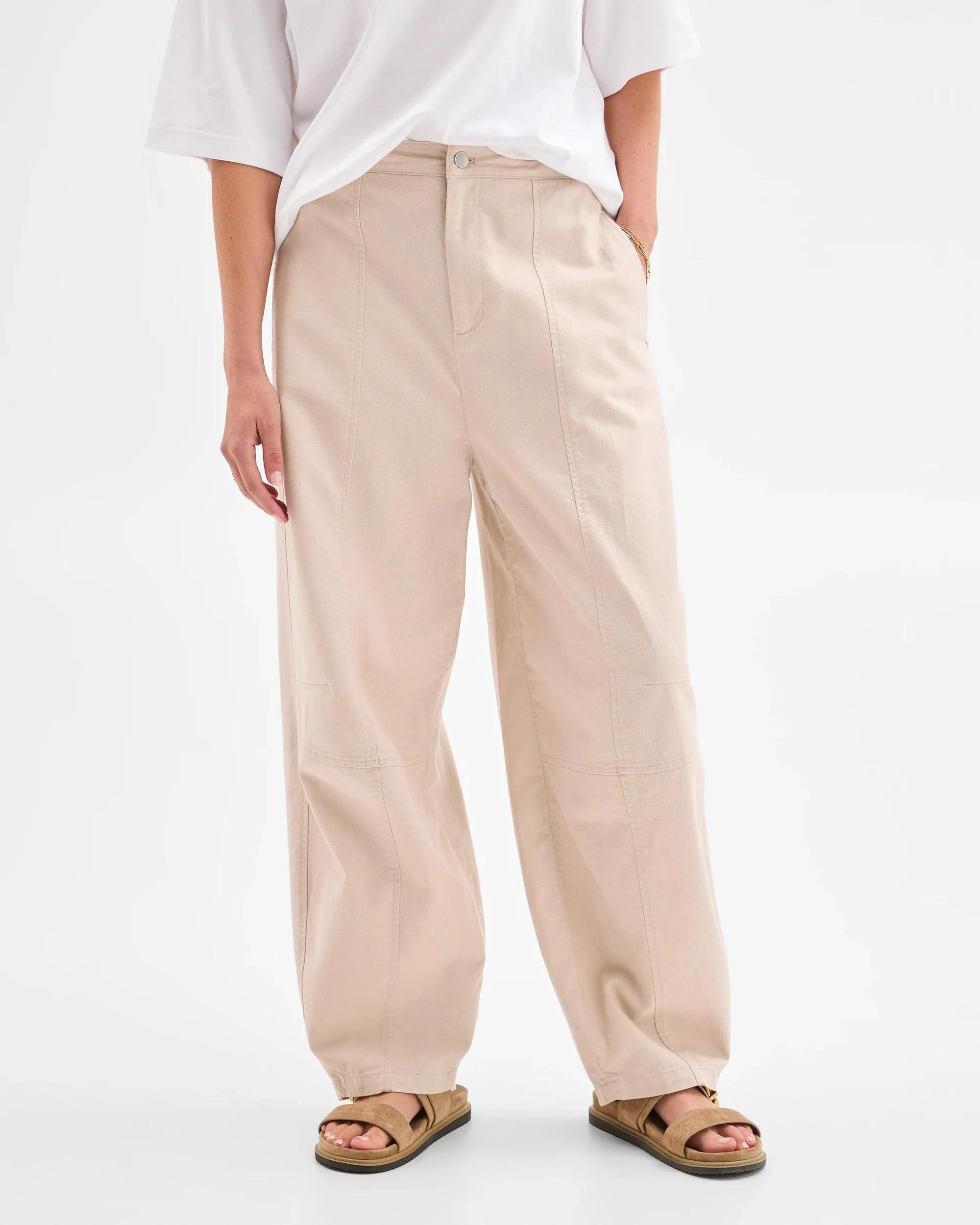 3 Target Australian Cotton Blend Soft Barrel Leg Pants CHALK, 3 of 6