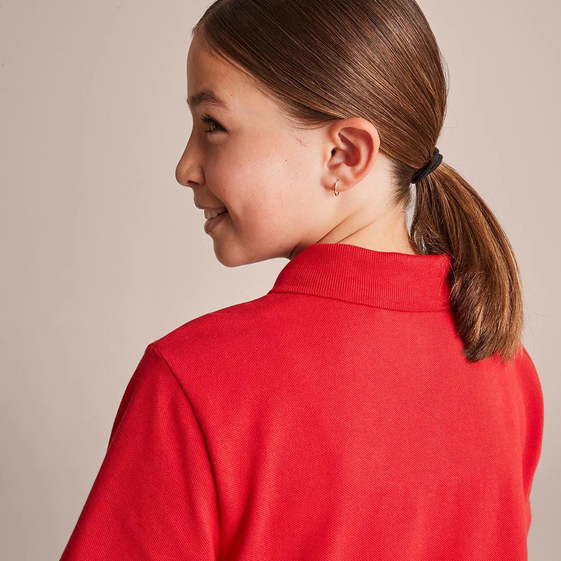 6 Target Youth Short Sleeve School Polo — Cotton-rich, Stain-release, Button-down Collar, Size 5-6, White RED, 6 of 10