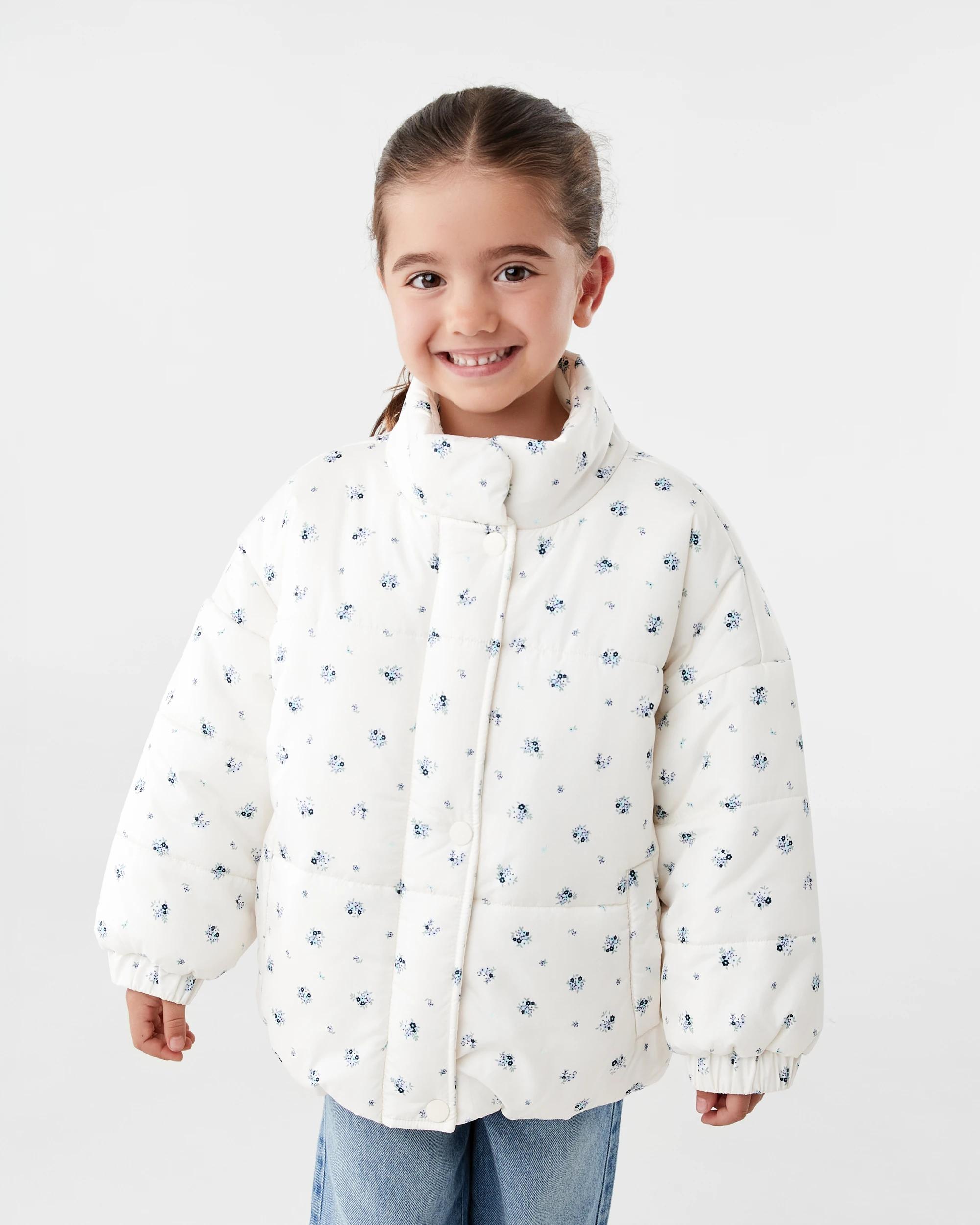 2 Oversized Puffer Jacket Bge Floral, 2 of 10