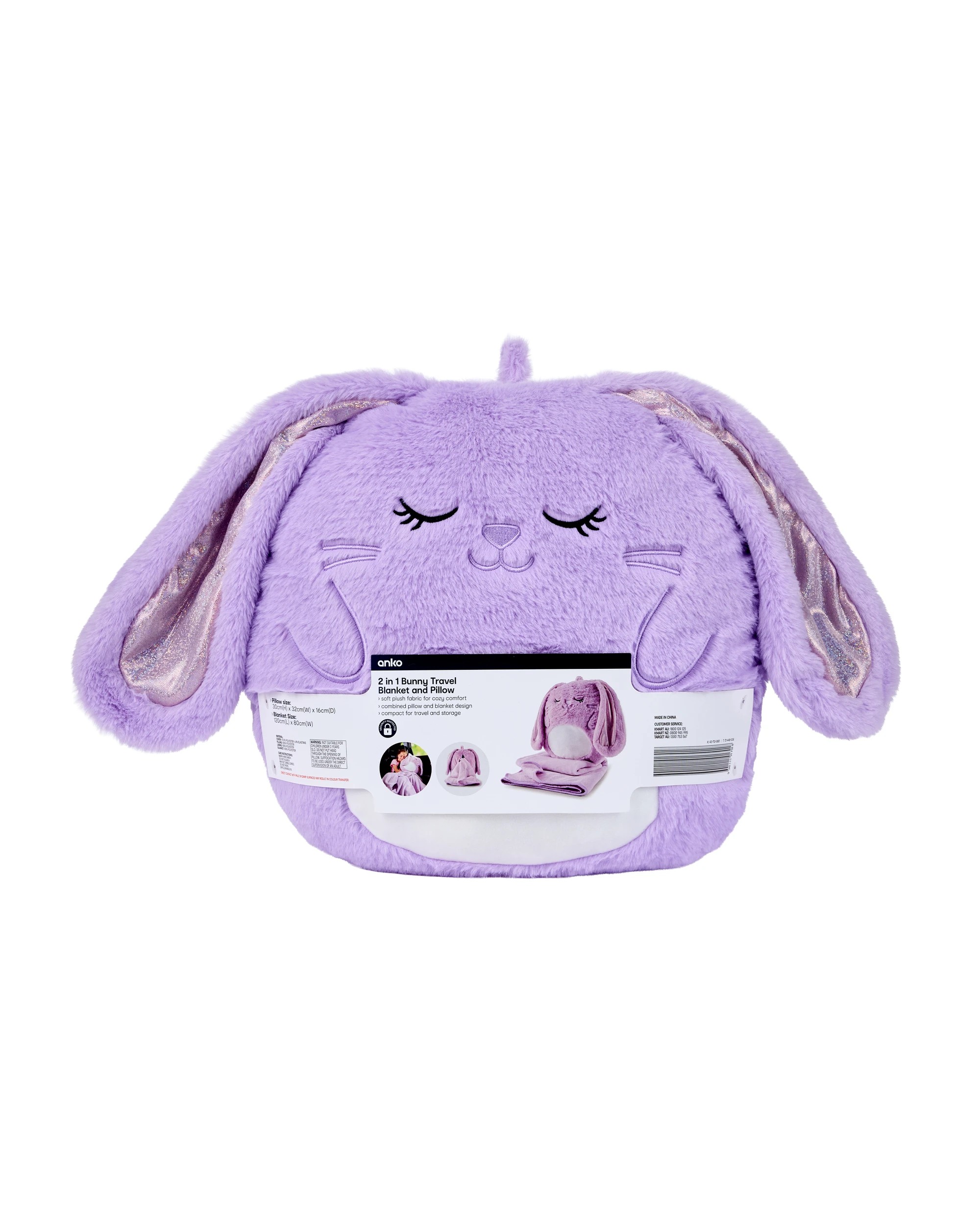 6 2 in 1 Bunny Travel Blanket and Pillow, 6 of 6