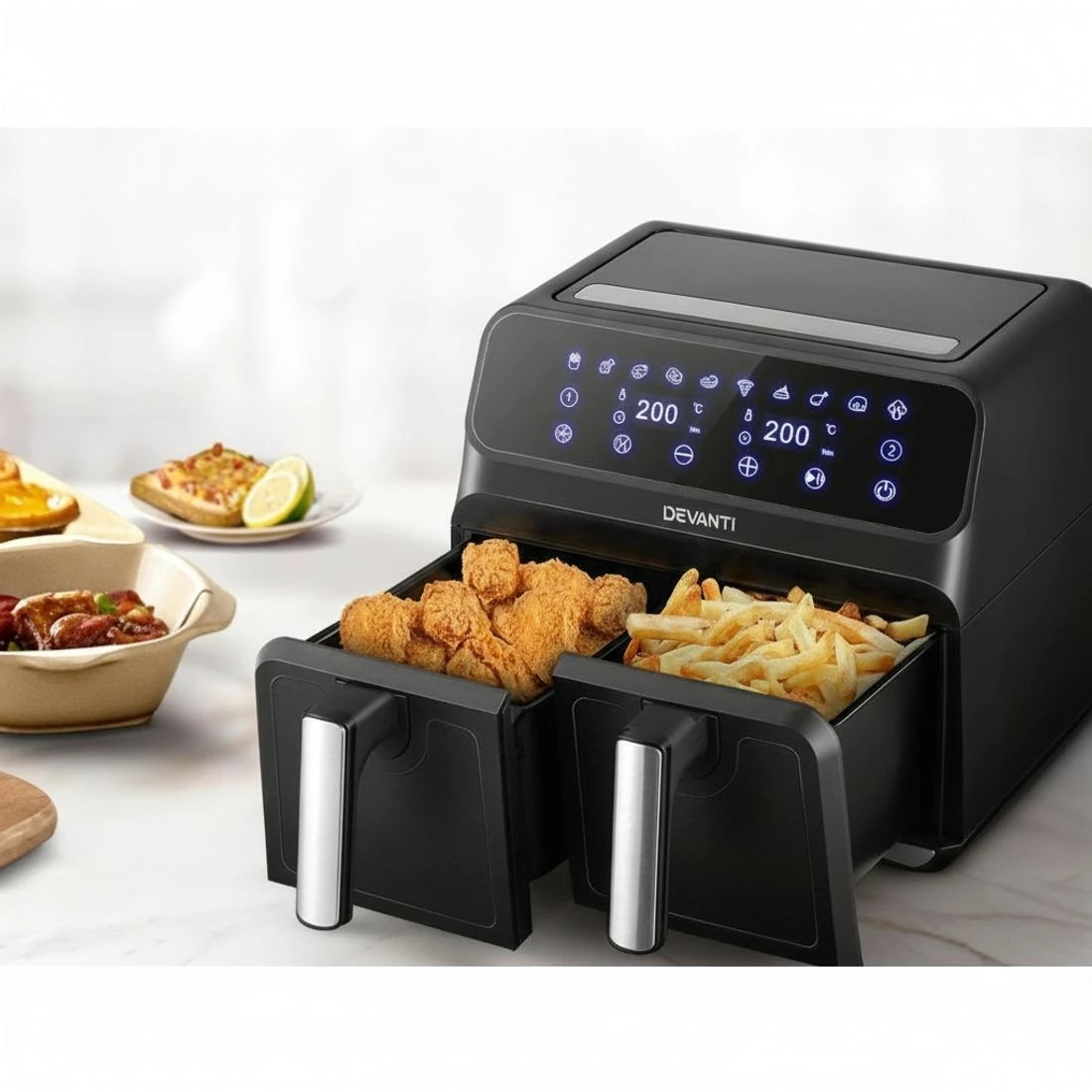 6 Devanti Air Fryer 8L Dual Zone Fryers - Black, 6 of 7
