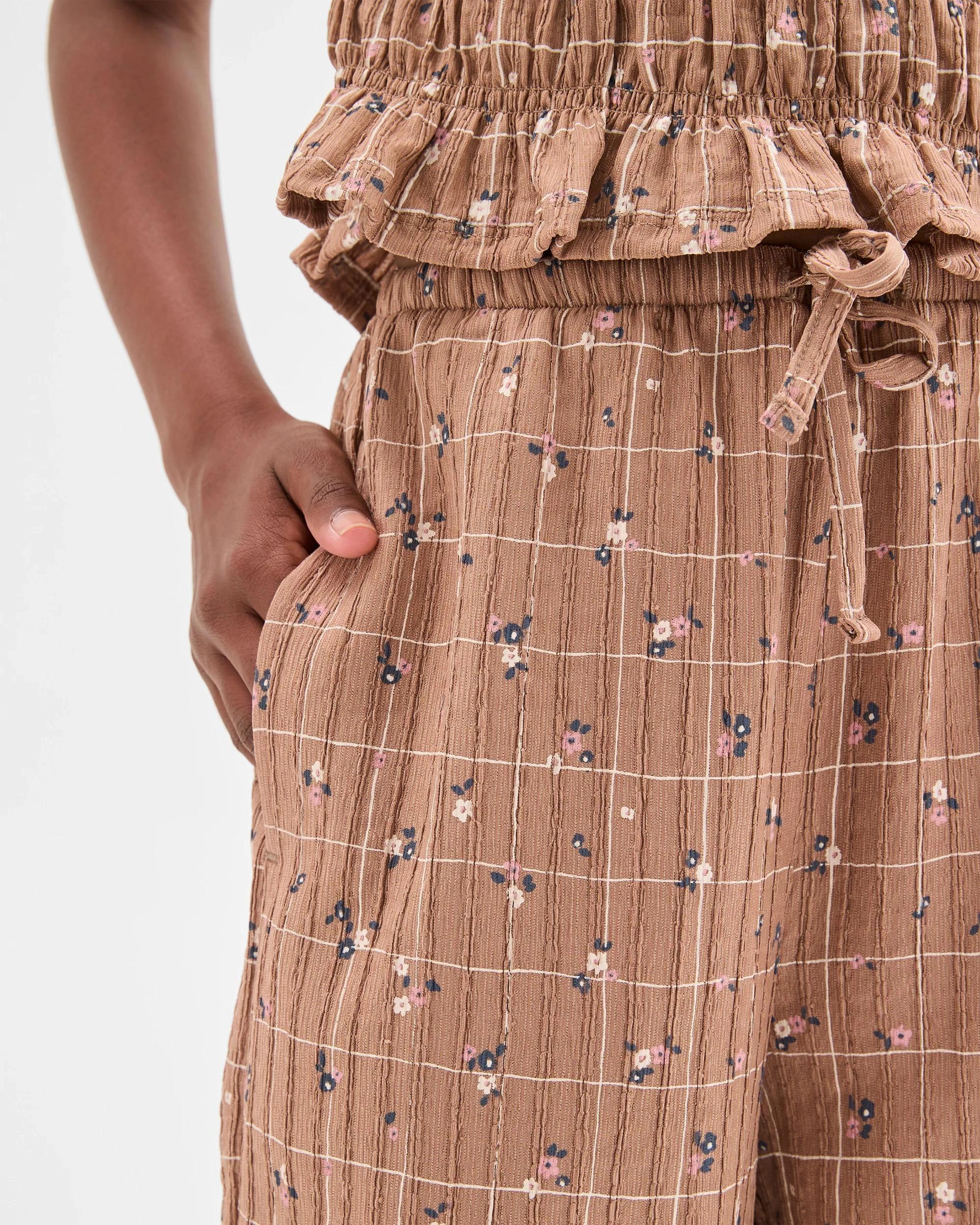 3 Target Kids Wide Leg Textured Pants BROWN CHECK, 3 of 7