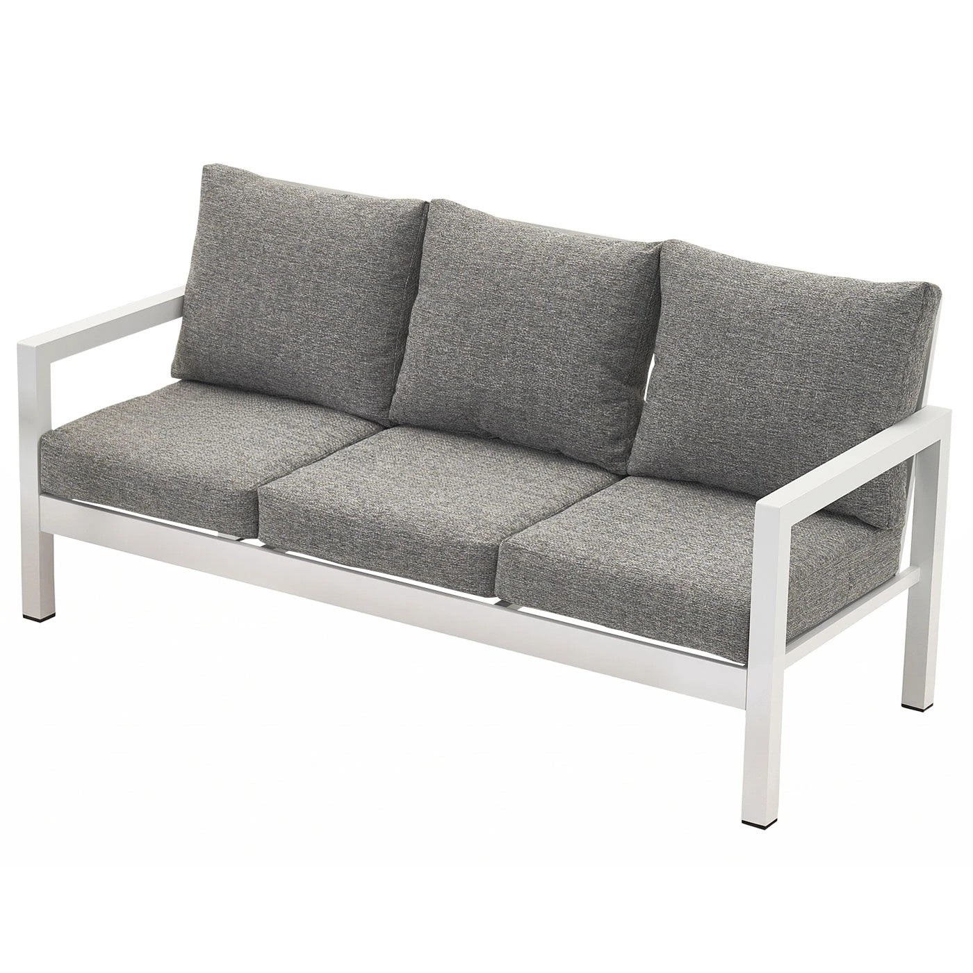 3 Moda Living Manly 3 Seater White Aluminium Outdoor Sofa Lounge - Textured Grey Cushions - White, 3 of 10