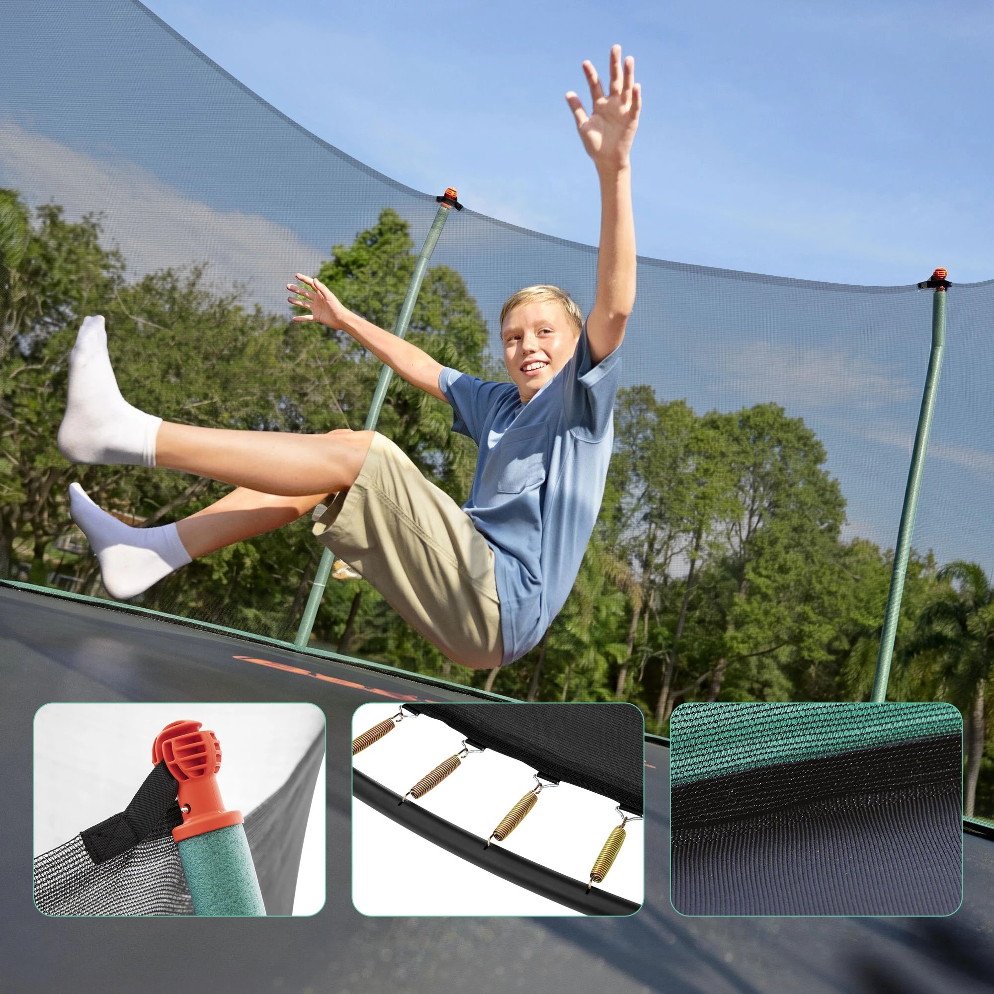 6 Bestway 14ft Trampoline Kids Rebounder Safety Net Enclosure Outdoor Fitness for Ages 6+ - Multi, 6 of 9