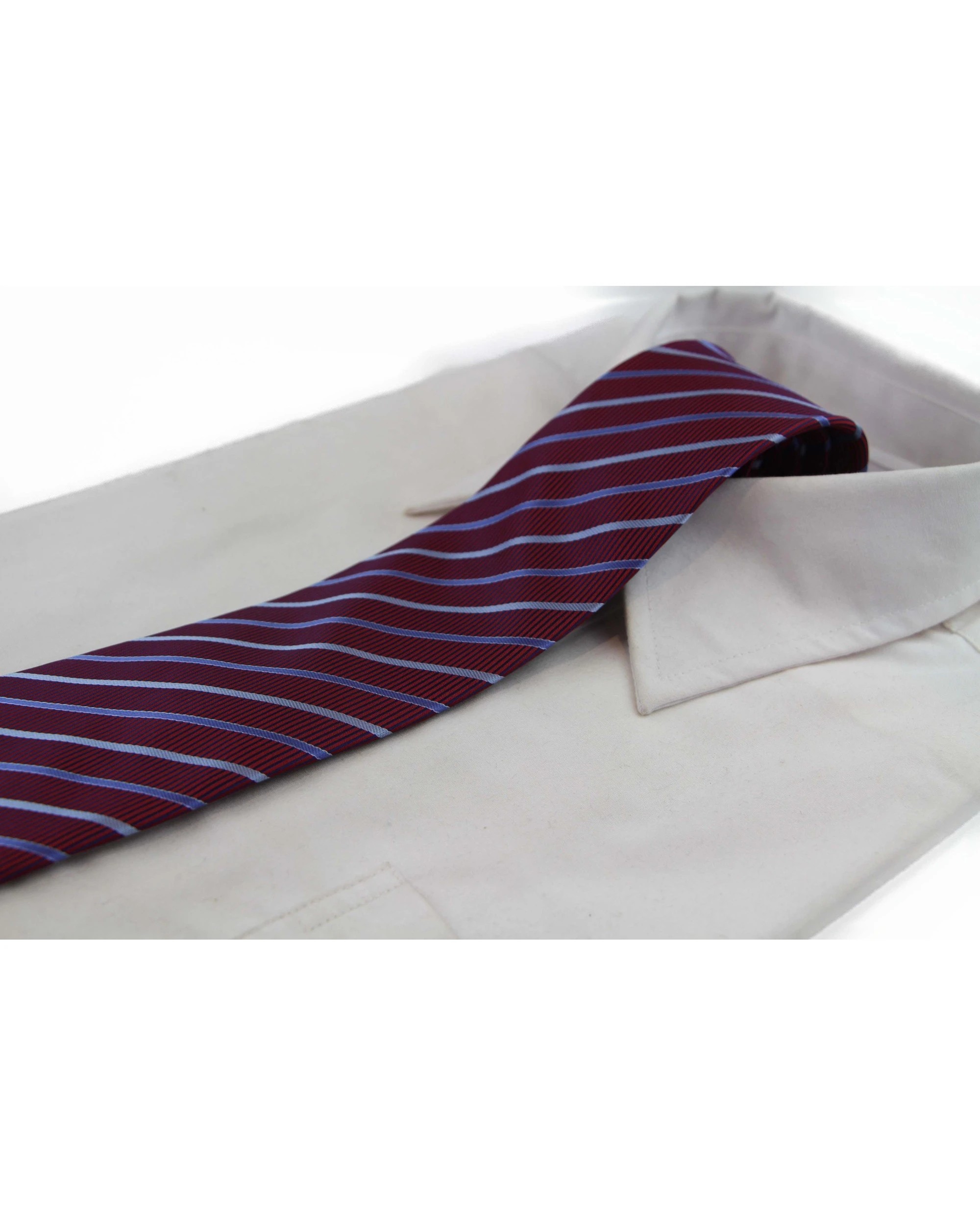 1 Zasel Mens Dark Red Striped 8cm Patterned Neck Tie - Multi, 1 of 3