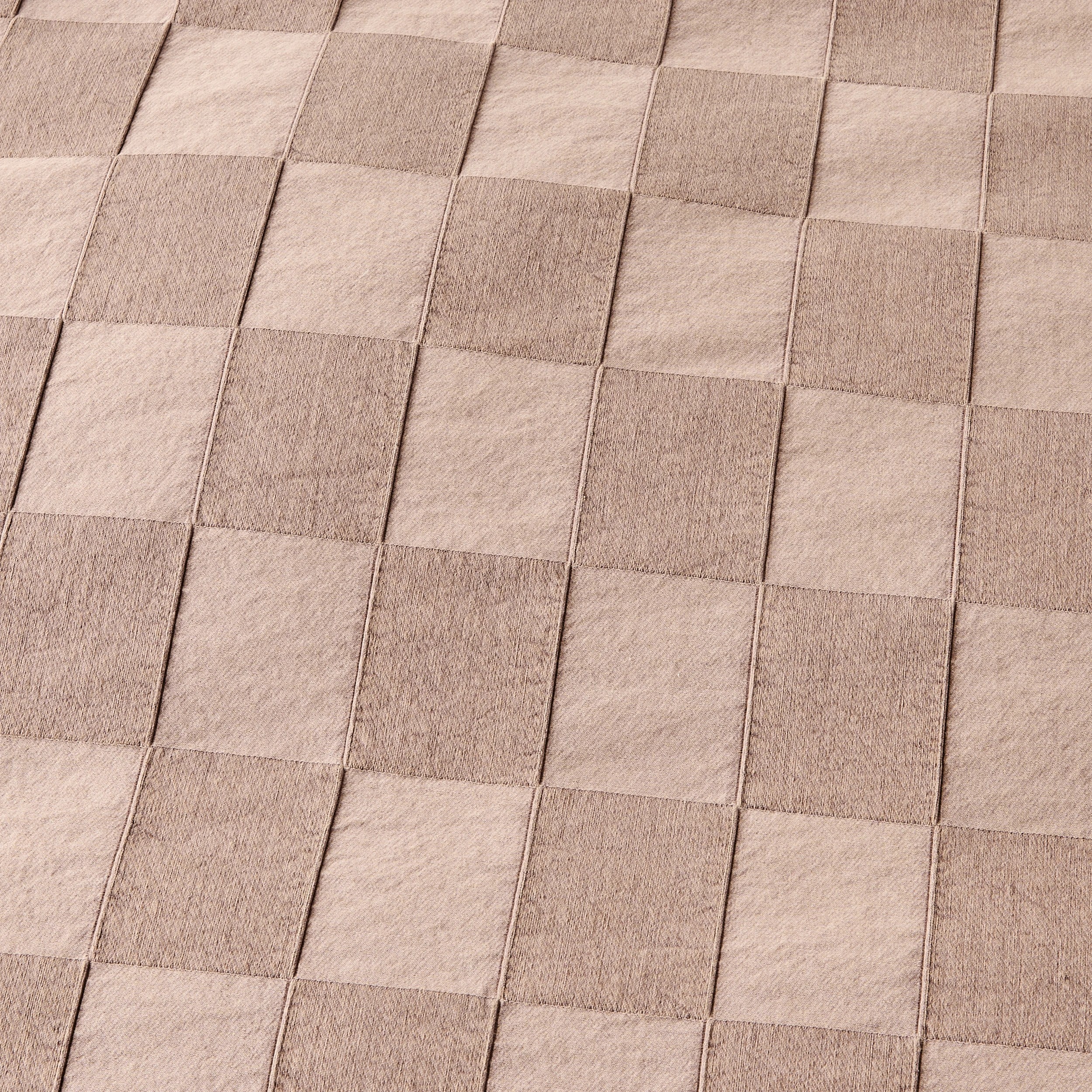 7 Check Stonewashed Australian Grown Cotton Quilt Cover Set - King Bed, Mocha, 7 of 8