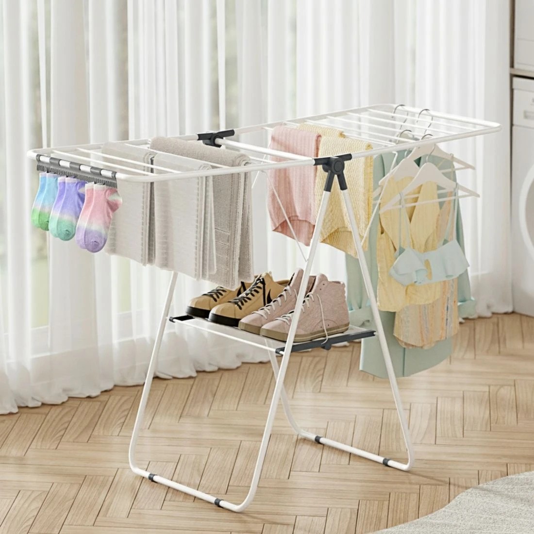 4 Artiss 2 Tier Clothes Rack Airer Foldable 139CM - Multi, 4 of 7