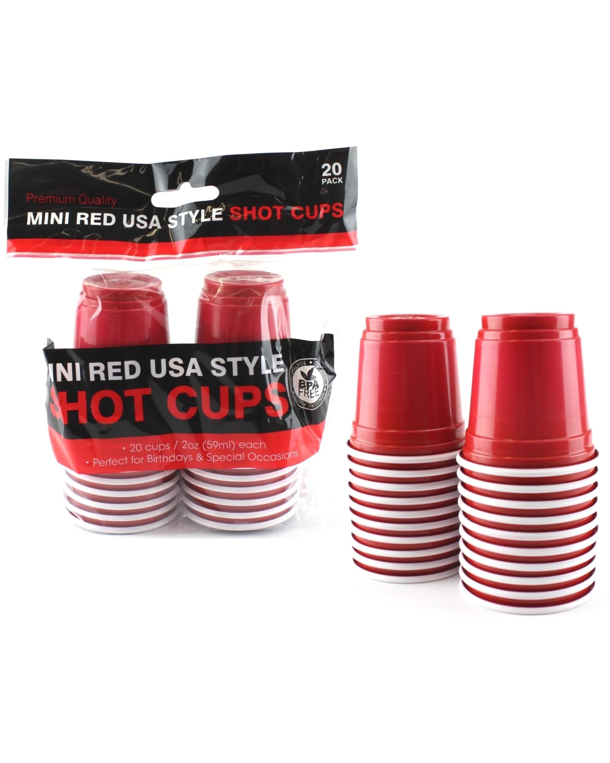 1 Durmaz Red Plastic Shot Cups Pack of 20 - Red, 1 of 1