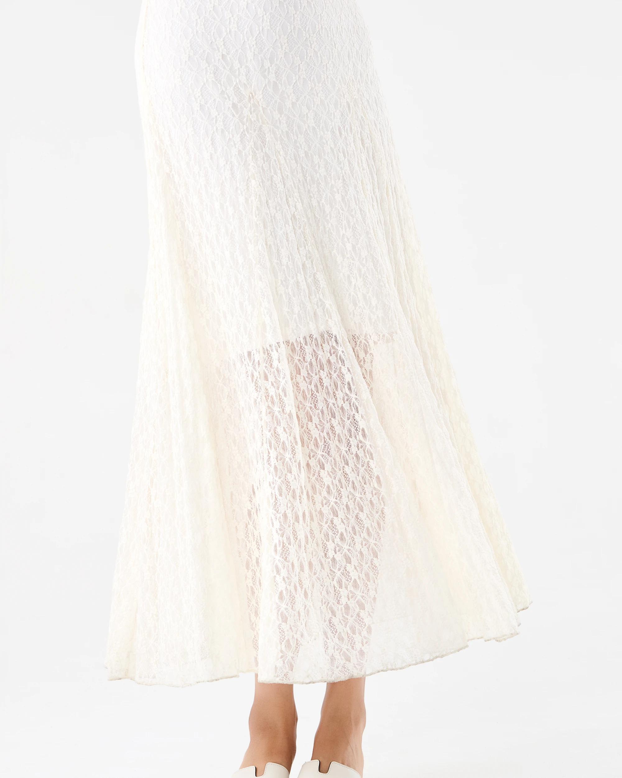 6 Sleeveless Lace Midi Dress Cld White, 6 of 7