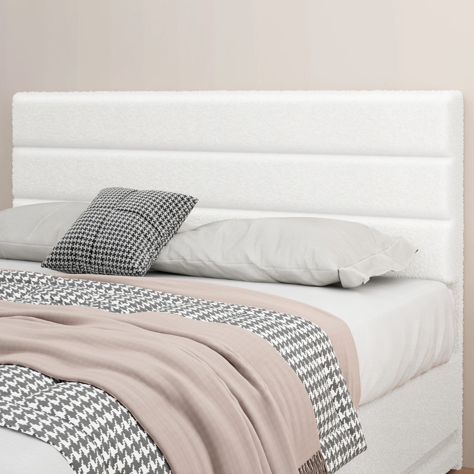 6 Alfordson Bed Frame Queen Size Platform RGB LED Gas Lift Base Storage Boucle - White, 6 of 10