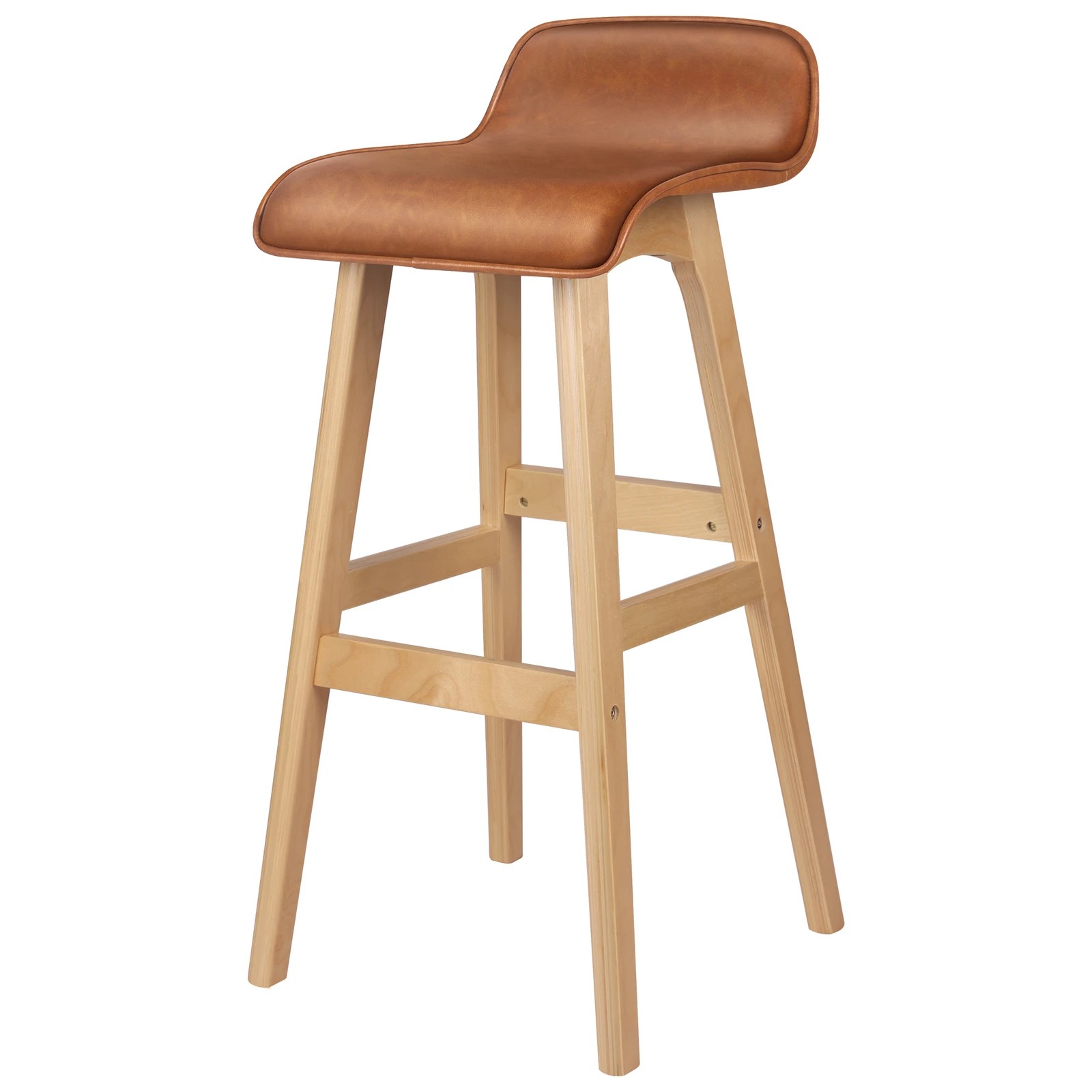 7 Alfordson 4x Wooden Bar Stools 74cm Kitchen Dining Chair Leather Samuel - Brown, 7 of 10