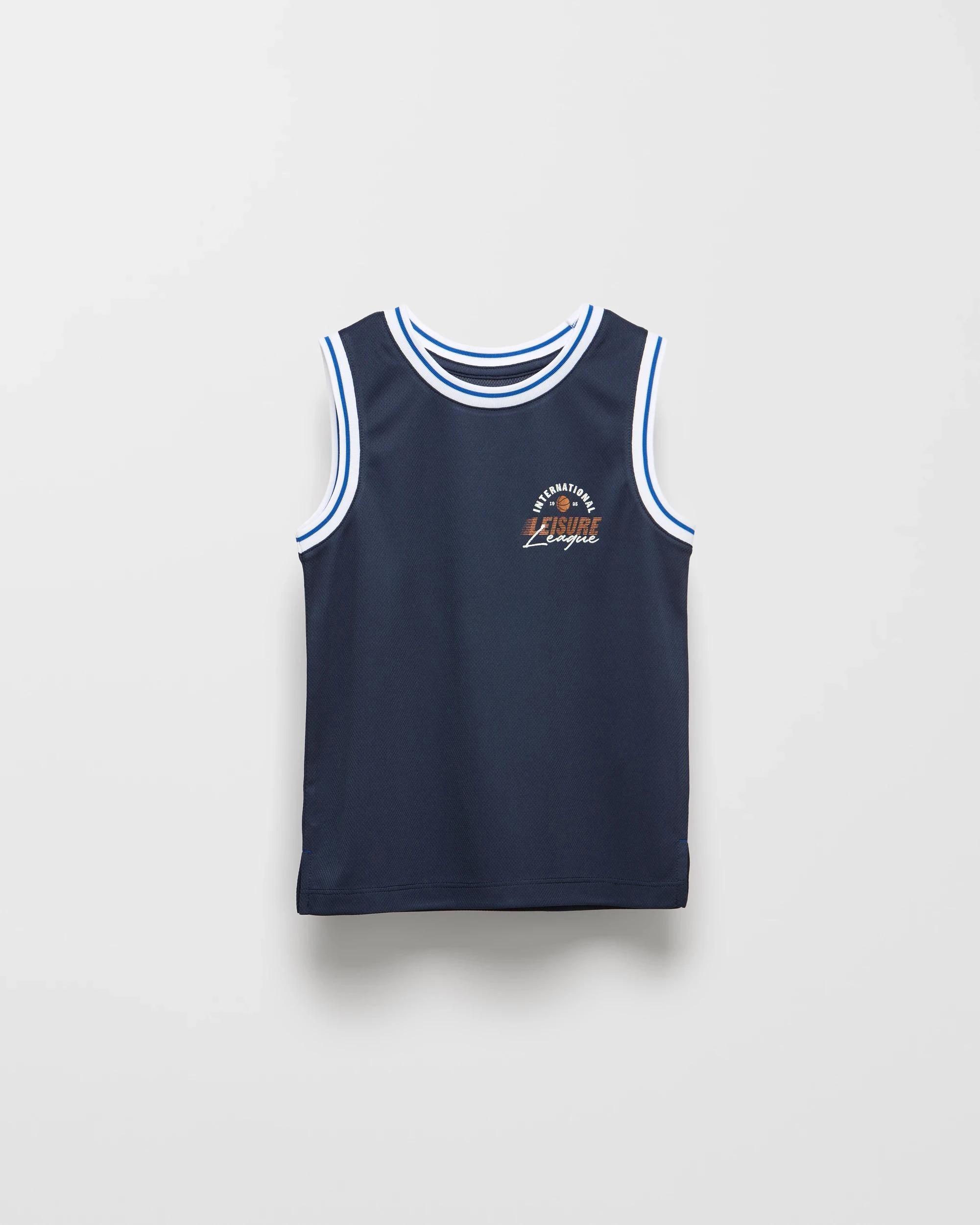 1 Target Younger Boys Sports Tank NAVY, 1 of 2