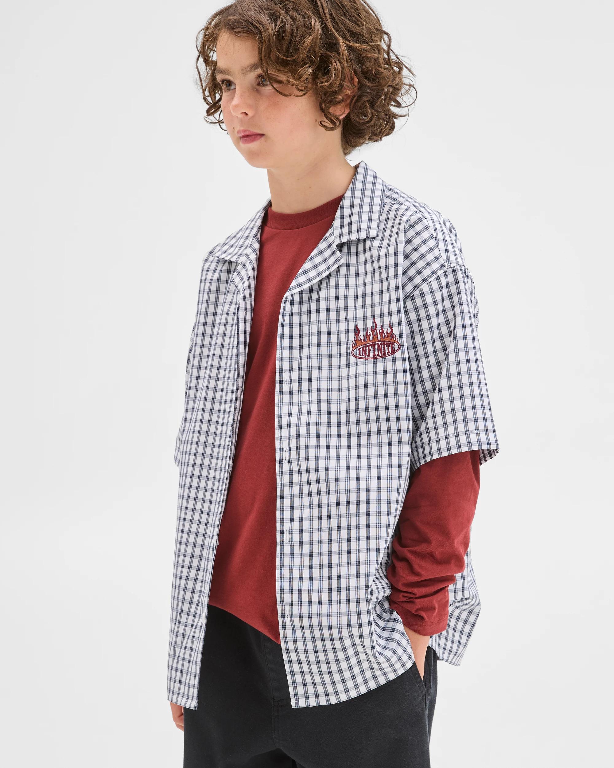 3 Target Kids Short Sleeve Boxy Shirt and Long Sleeve T-Shirt Set CHECK INDIGO, 3 of 6