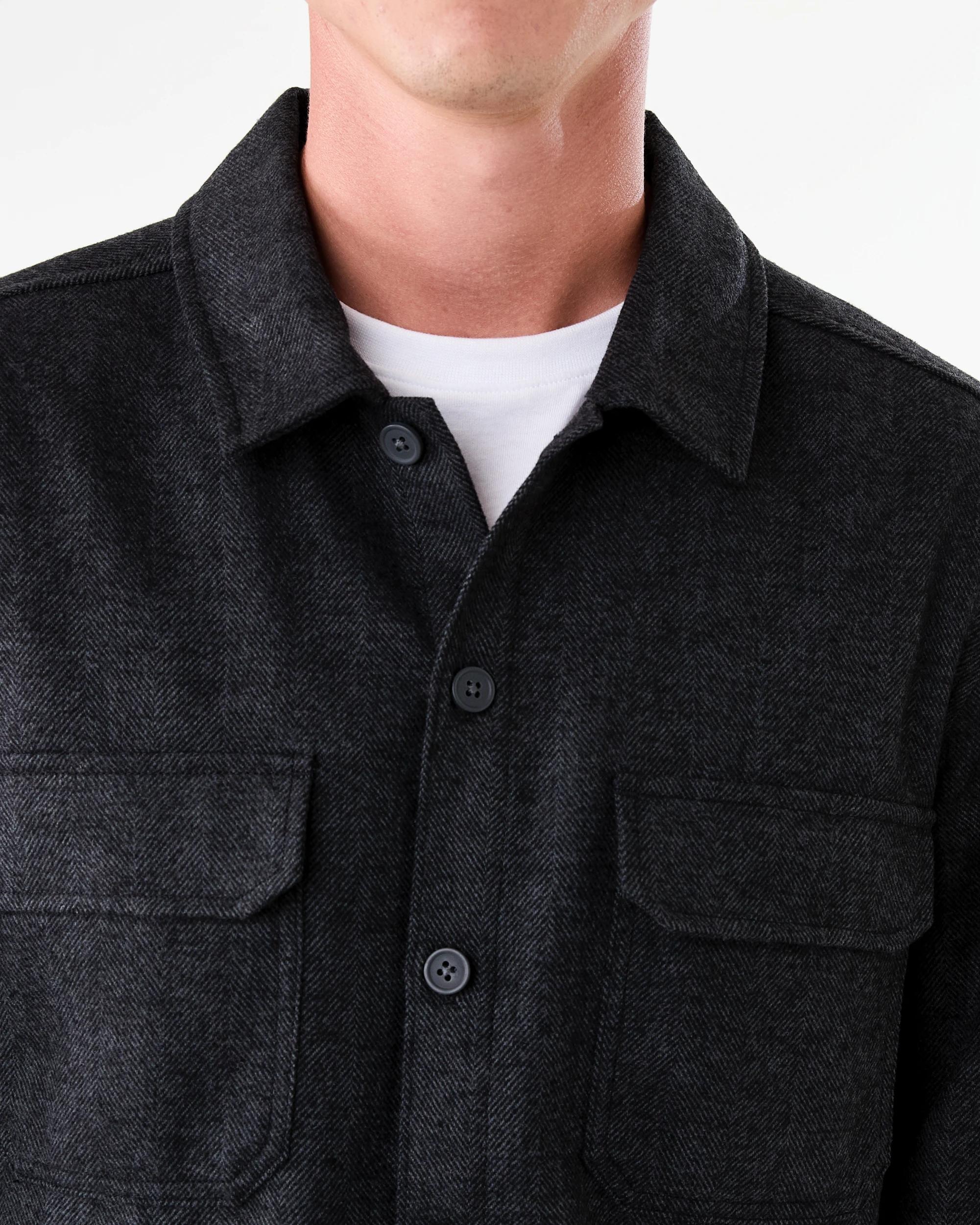 6 Long Sleeve Herringbone Shirt Black, 6 of 8