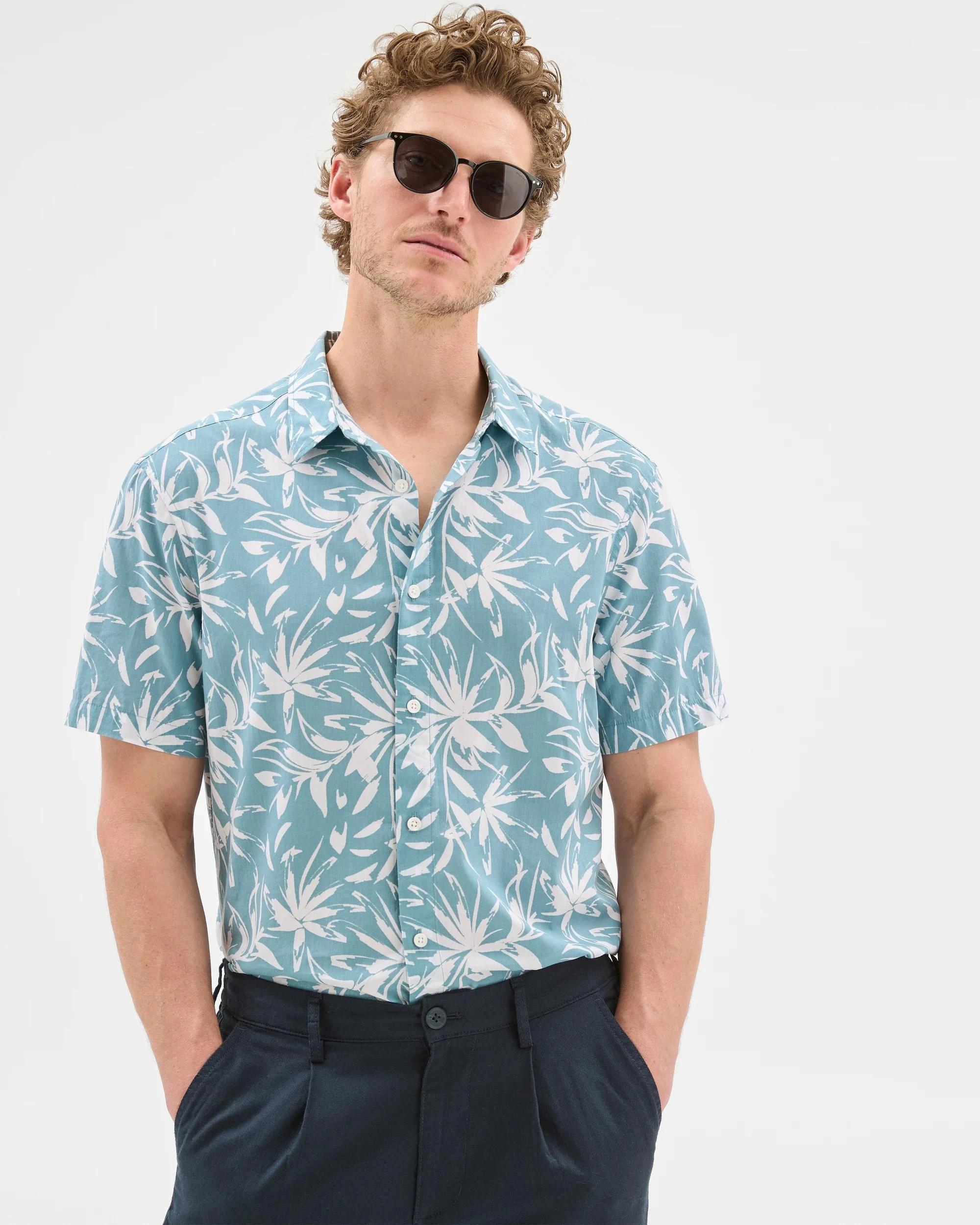 4 Target Australian Cotton Blend Floral Print Shirt TEAL, 4 of 6