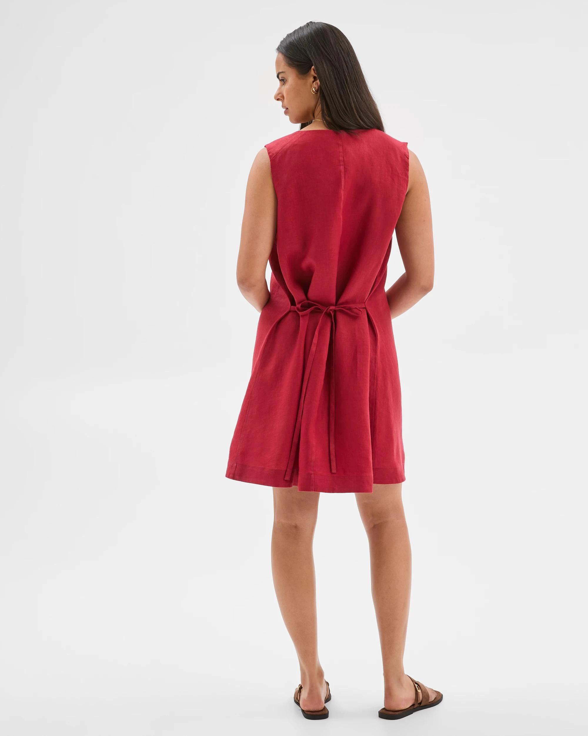 6 Target Woman European Linen Button Front Mini Dress GARNET, 6 of 7