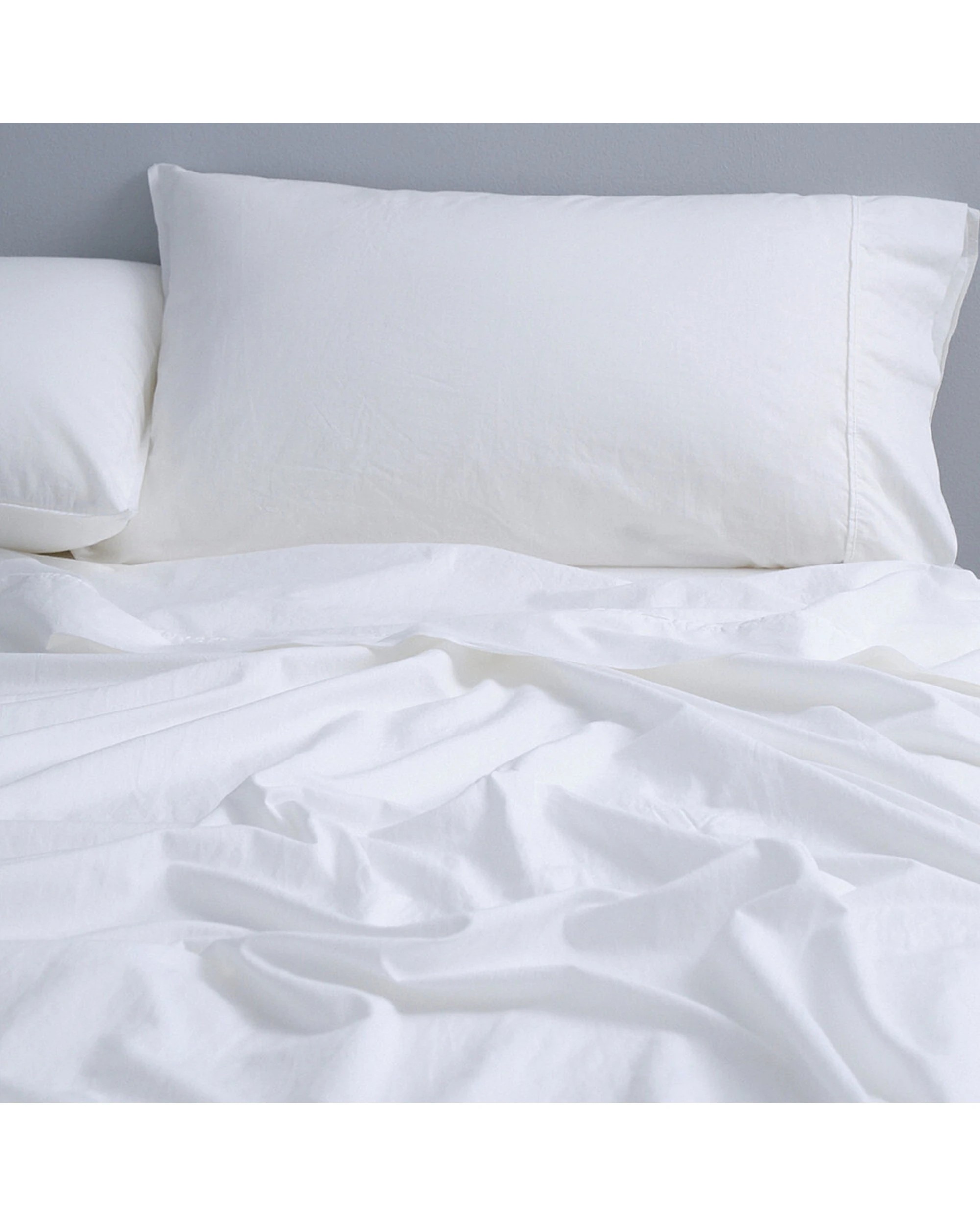 1 Canningvale Vintage Softwash 100 Percent Cotton Sheet Set - King Single Bed - White, 1 of 3
