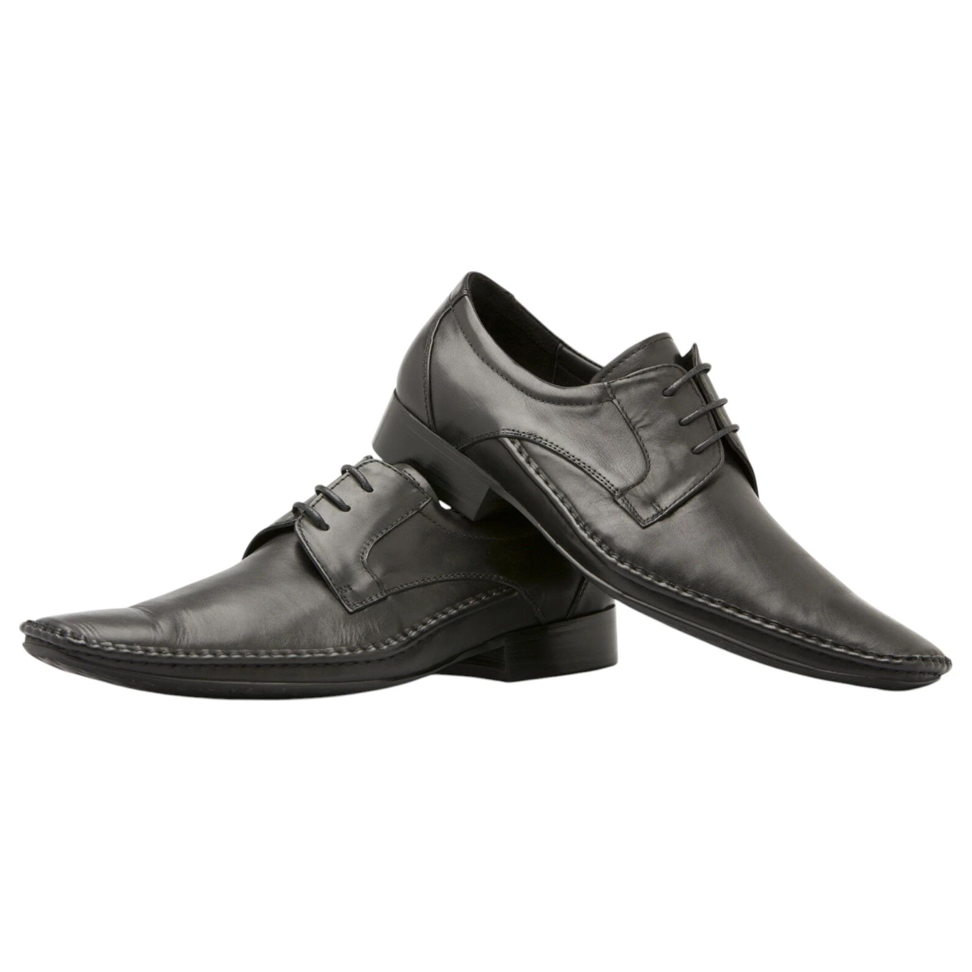 3 Zasel Mens Norris Leather Lace Up Work Formal Casual Work Formal Shoes BLACK, 3 of 3