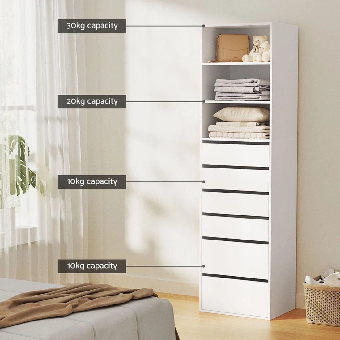 7 Artiss 6 Chest of Drawers Tallboy Cabinet - White, 7 of 8