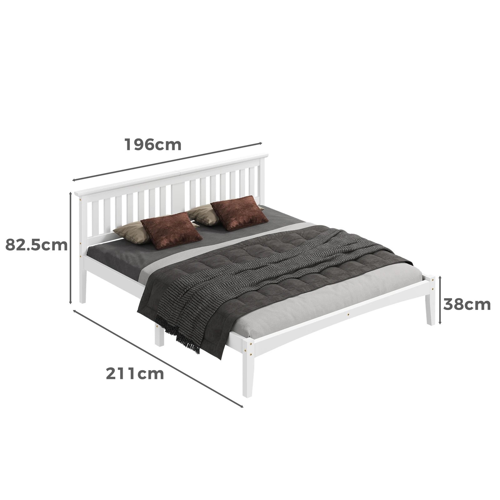 10 Alfordson Bed Frame Wooden Timber King Size Mattress Base Platform Elgin - White, 10 of 10