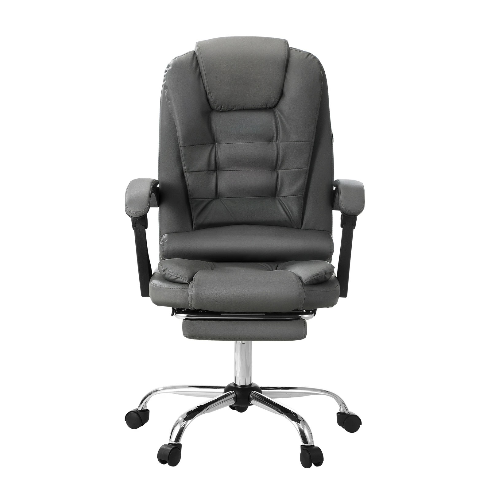 3 Oikiture Massage Office Chair Executive Gaming Racing Chairs PU with Footrest - Grey, 3 of 6