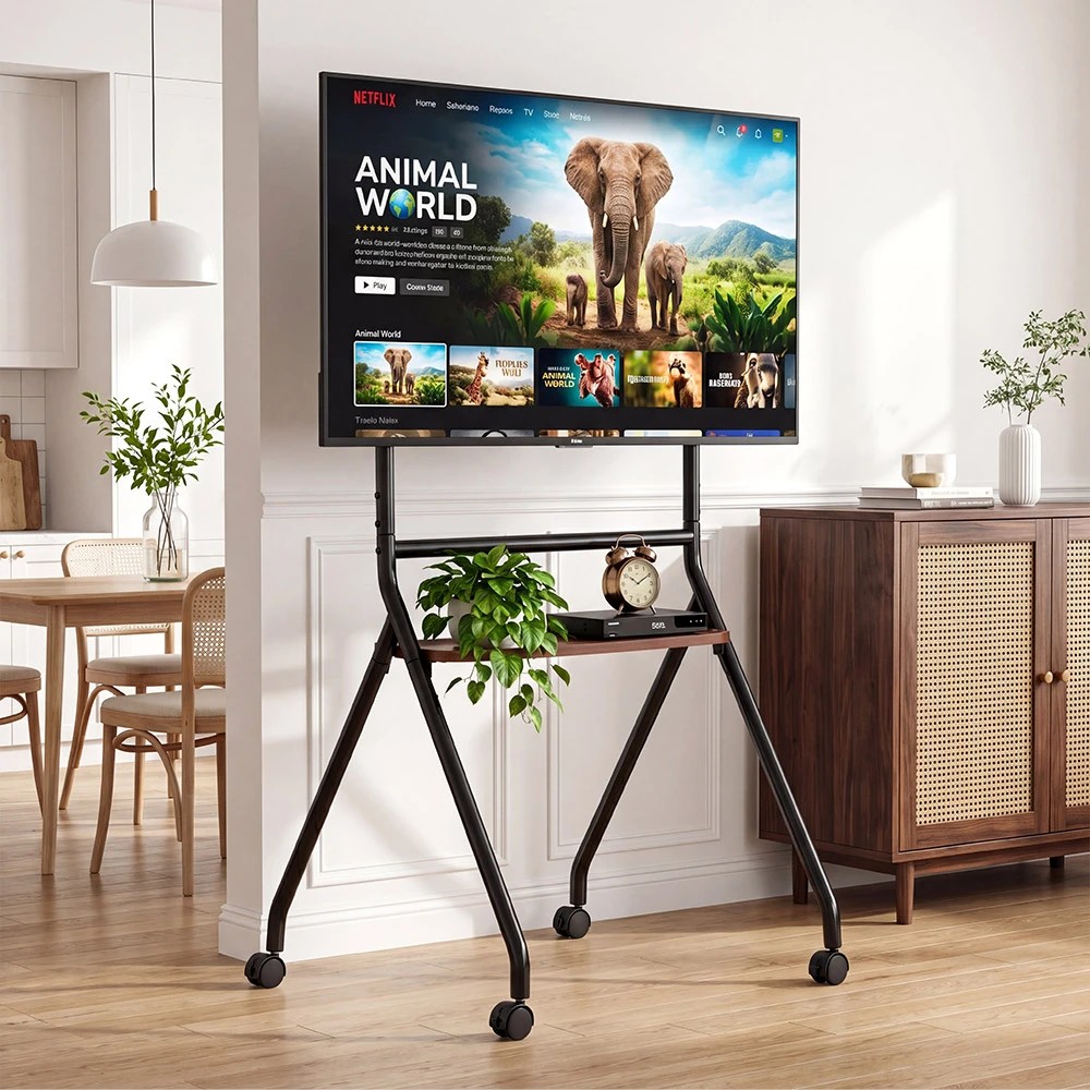 3 ZUNI Mobile TV Stand for 32–85" TVs With Extra Shelf Height Adjustable - Black, 3 of 3