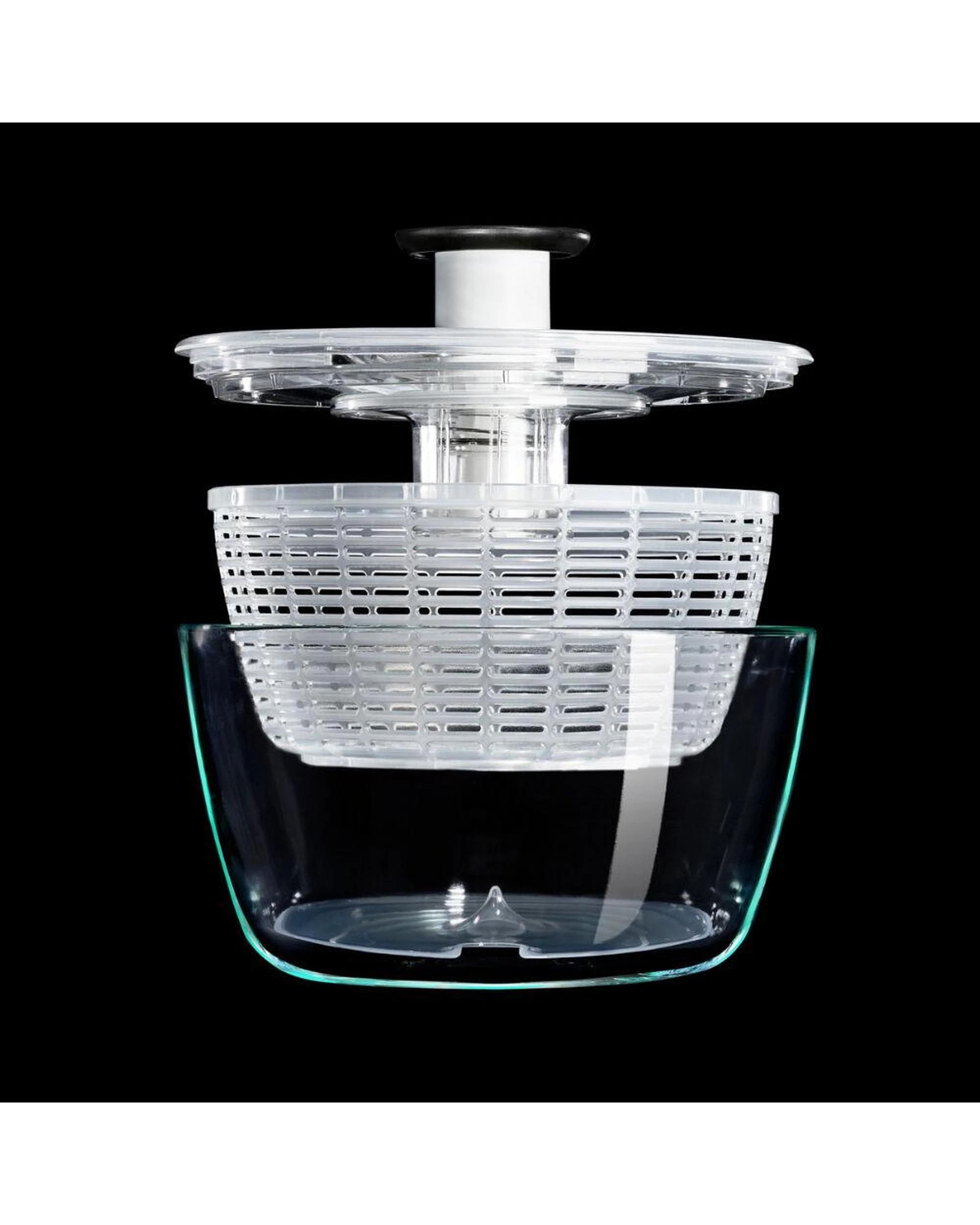 2 OXO Good Grips Glass Salad Spinner  Serving Bowl Lettuce Dryer, 2 of 5