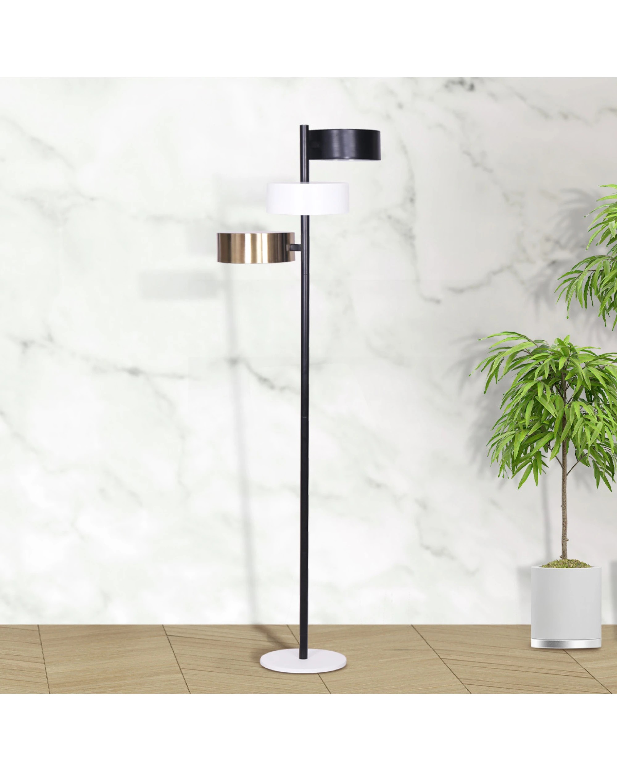 7 Sarantino Metal Floor Lamp with 3 Swirl Shades, 7 of 9