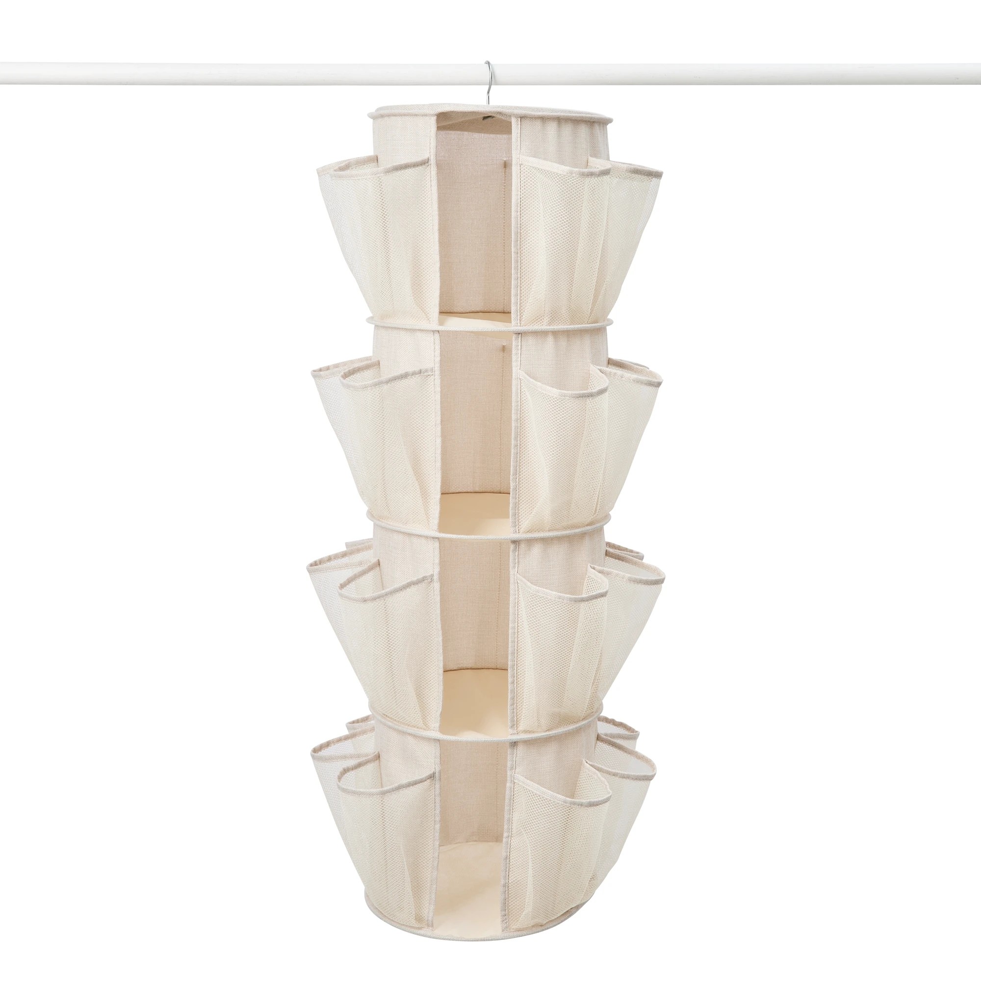 6 Linen Look Wardrobe Shoe Storage - Beige, 6 of 9