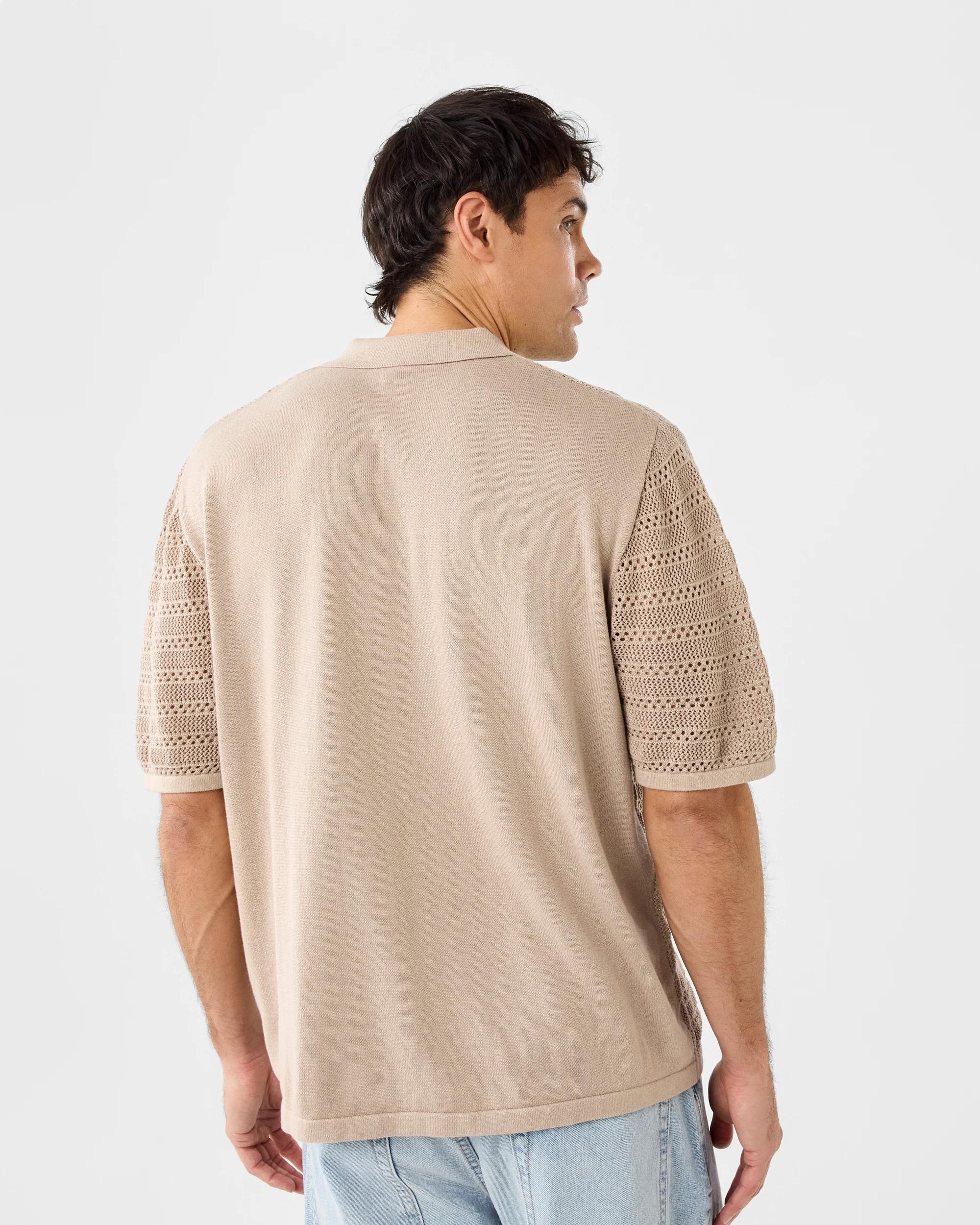 3 Short Sleeve Textured Knit Shirt Bge Sand, 3 of 6