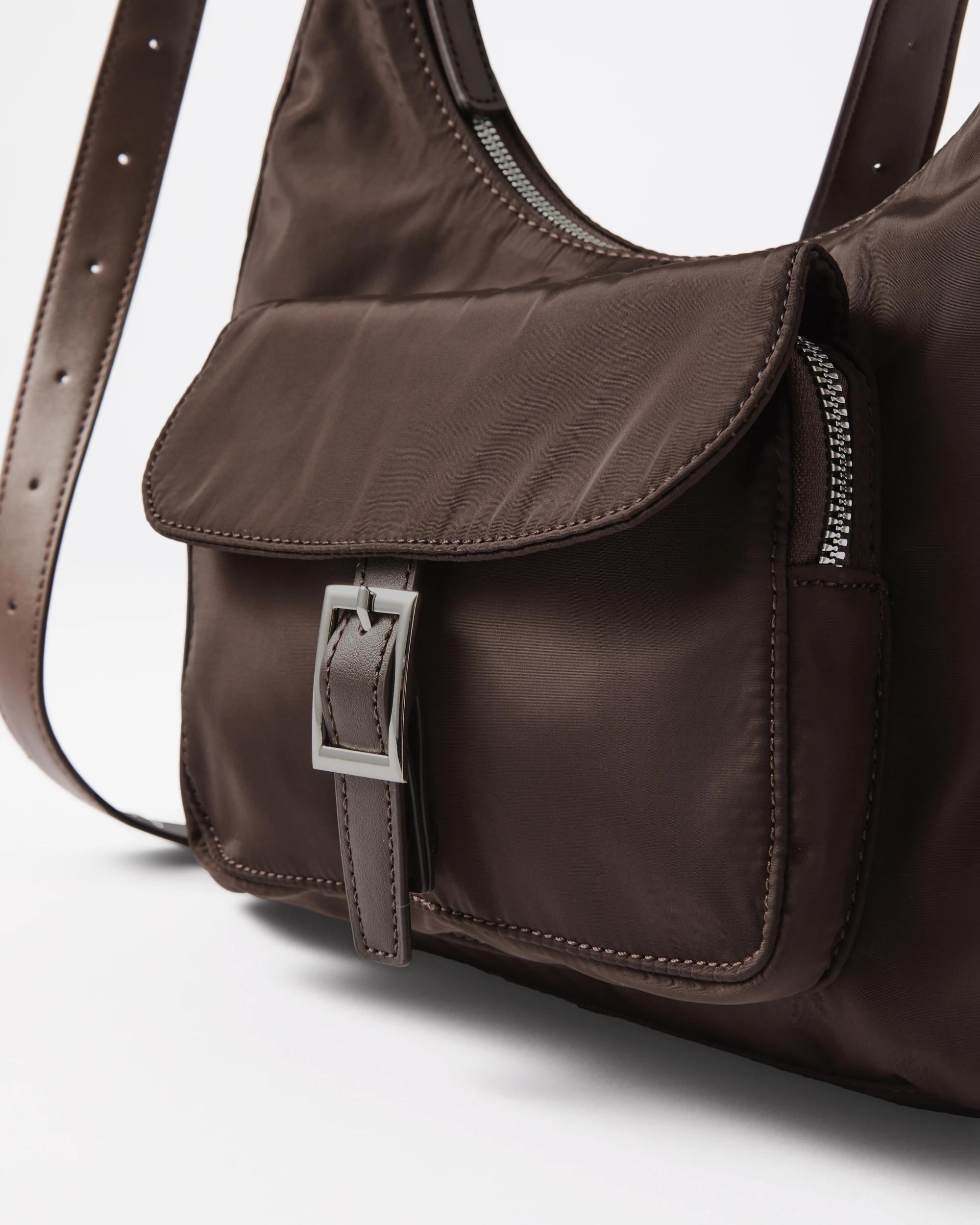 3 Nylon Pocket Crossbody Bag Deep Fudge, 3 of 7