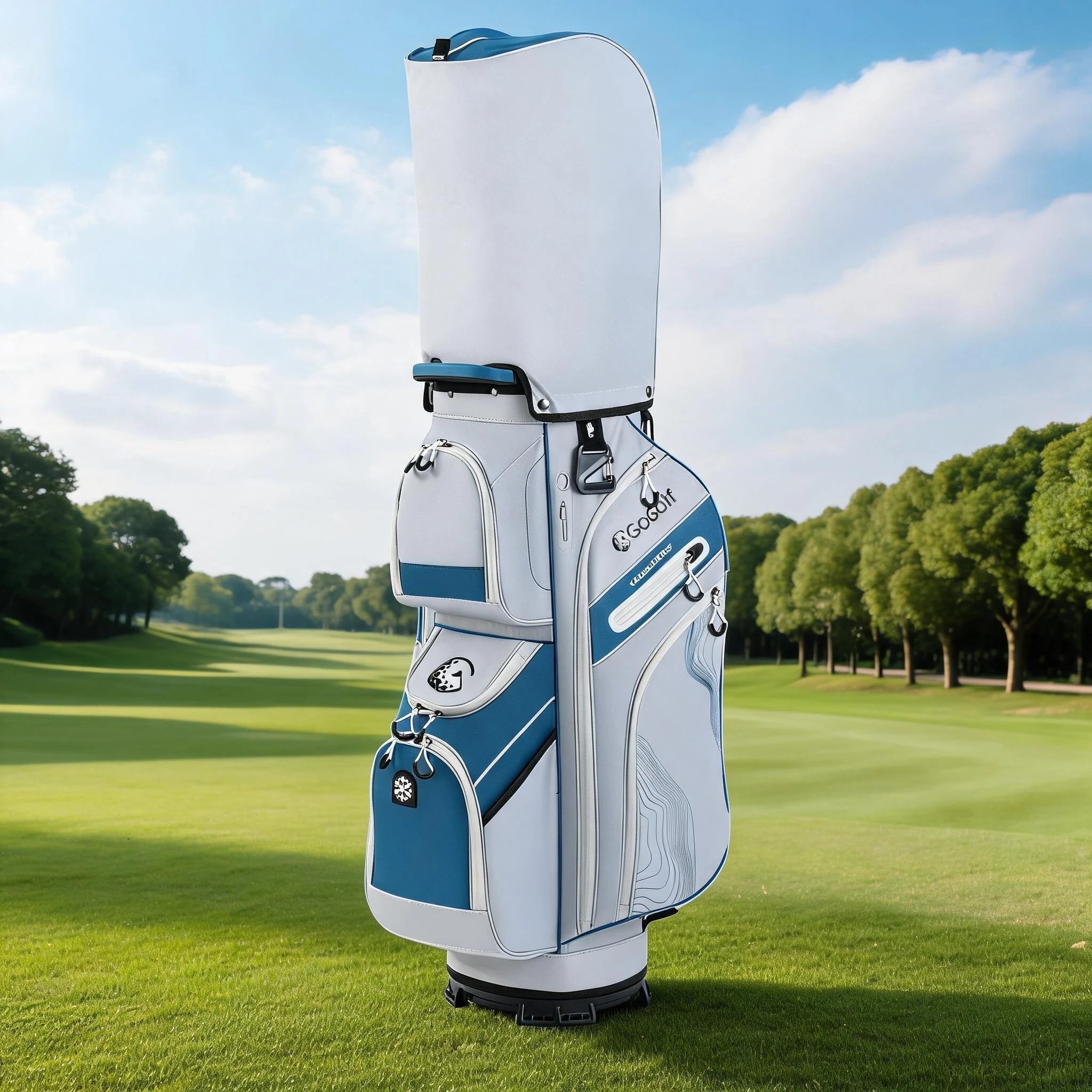 2 Costway Golf Cart Bag Molded Lock Top Golf Travel Bag w/14-Way Dividers & 11 Pockets Men Women - Blue, 2 of 7