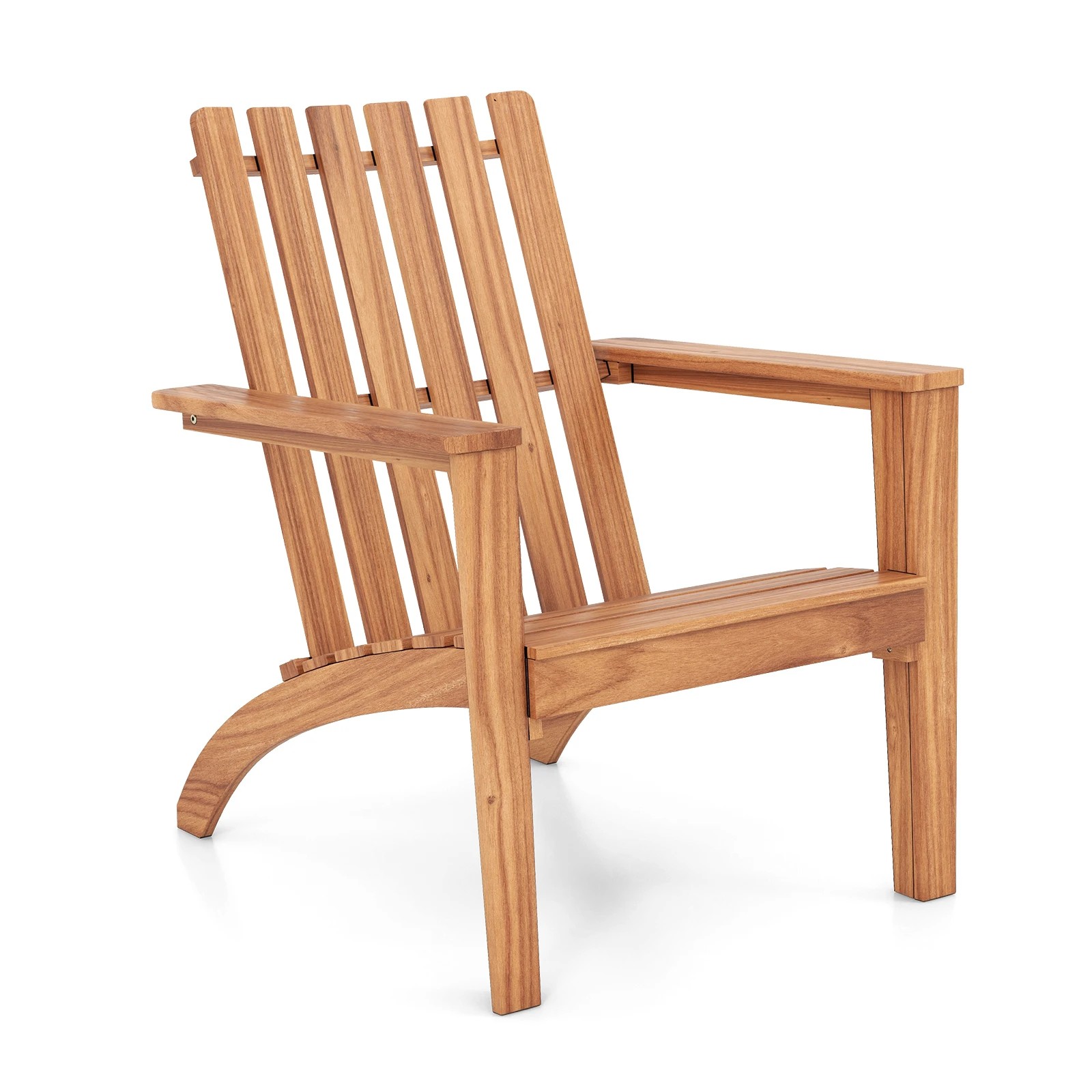 1 Costway Acacia Wood Sun Lounger Adirondack Chair Outdoor Recliner Patio Beach - Natural, 1 of 1