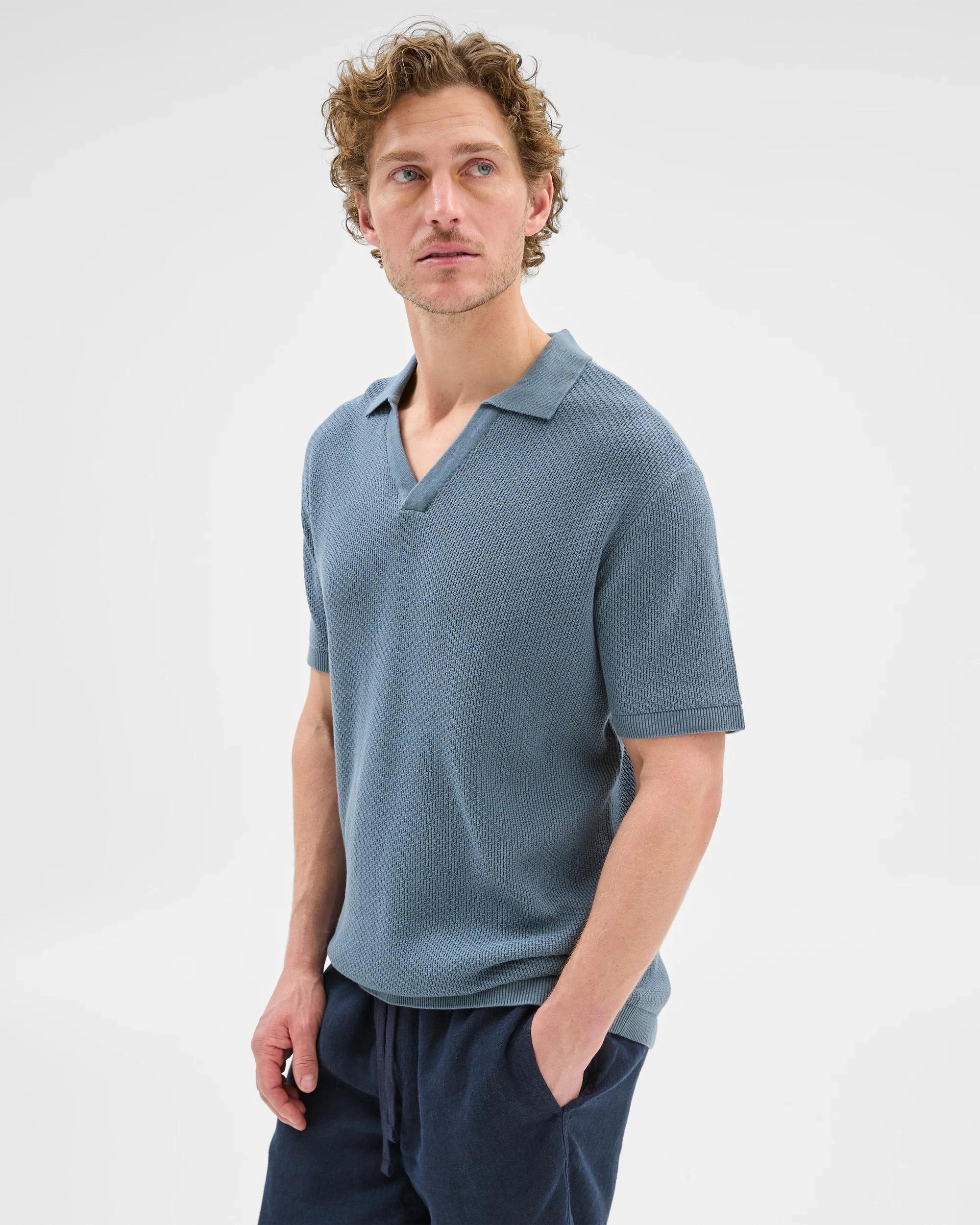 1 Target Australian Cotton Knitted Polo Top FADED BLUE, 1 of 8