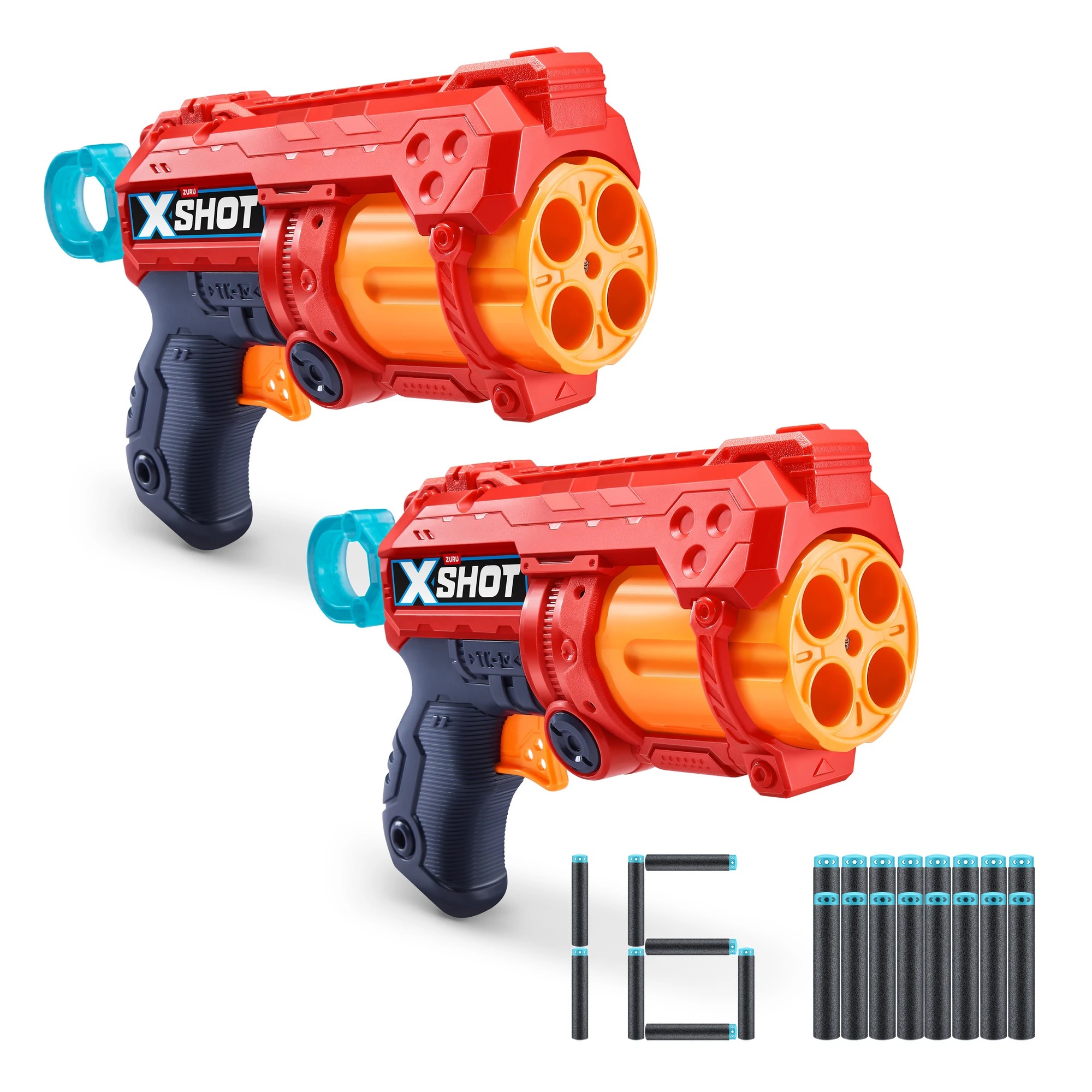 1 XSHOT Excel Double Fury 4 Blaster Combo Pack (16 Darts, 3 Cans) by ZURU - Red, 1 of 8