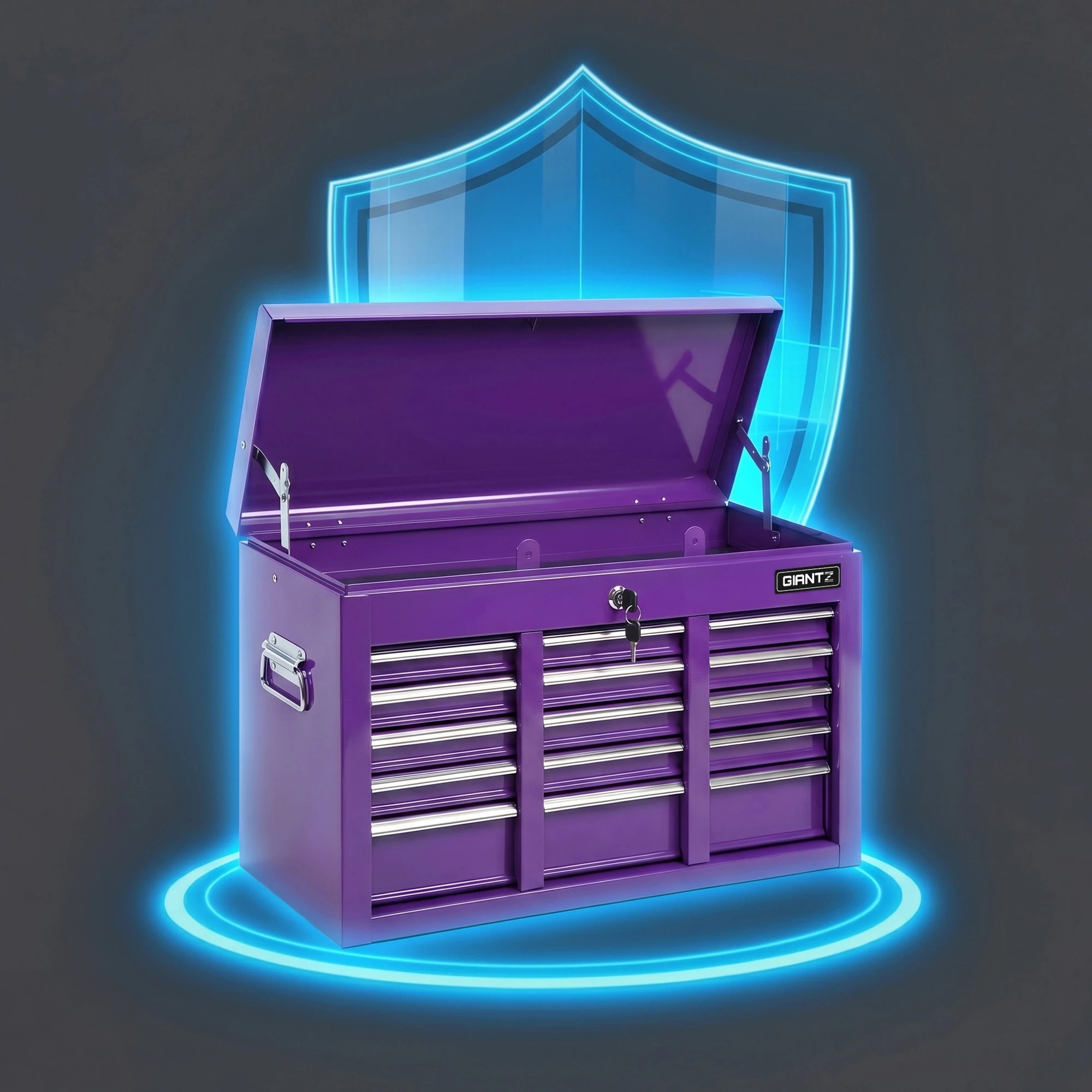 7 Giantz 9-Drawer Tool Cabinet Chest Toolbox Heavy Duty Garage Storage Organiser - Purple, 7 of 9