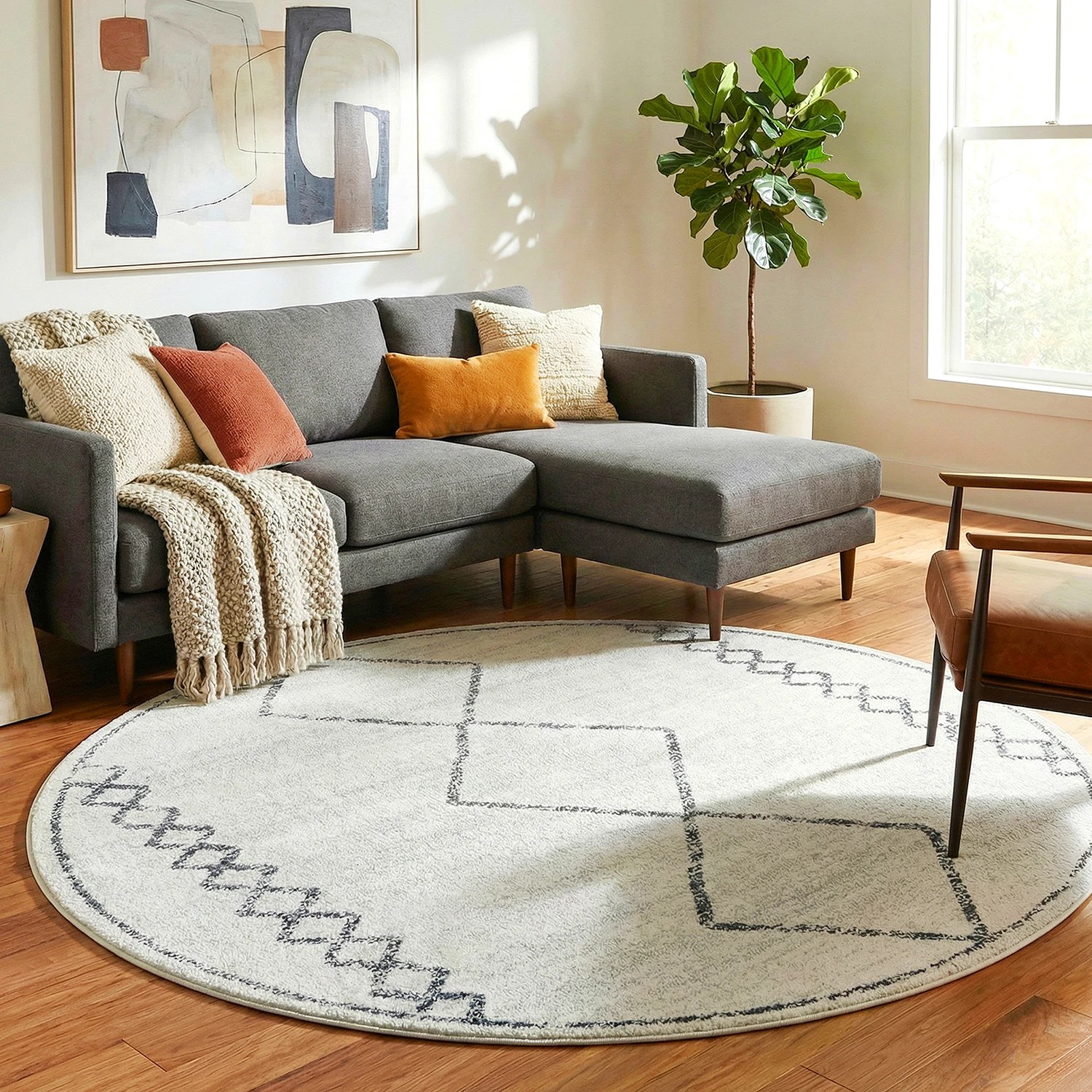 1 Common Ground Rugs Elysium Kylie 150x150cm - Small Round Rug - Natural, 1 of 6