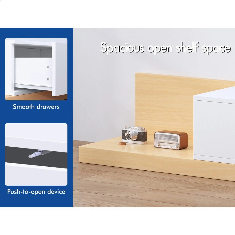 6 Alfordson 200-380cm Extendable Entertainment Unit TV Cabinet Stand Storage Shelf - Wood White, 6 of 8