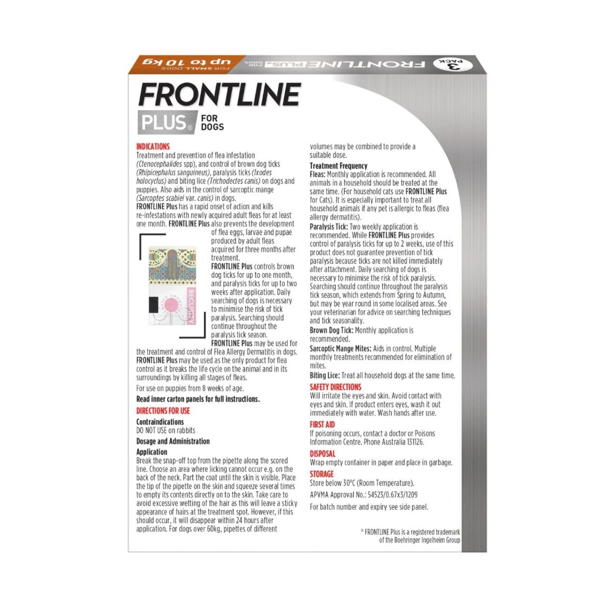 2 Frontline Plus Dog 0-10kg Orange Small 3pk, 2 of 2