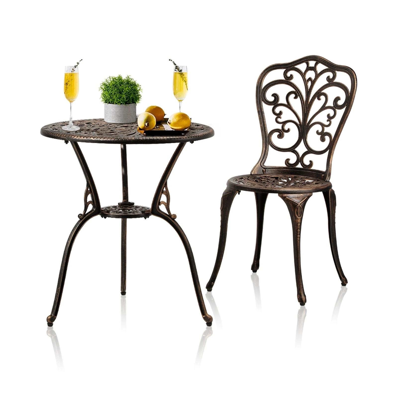 5 Livsip Bistro Furniture Setting 3 Piece Chairs Table Patio Indoor/outdoor Set
 - Bronze, 5 of 10