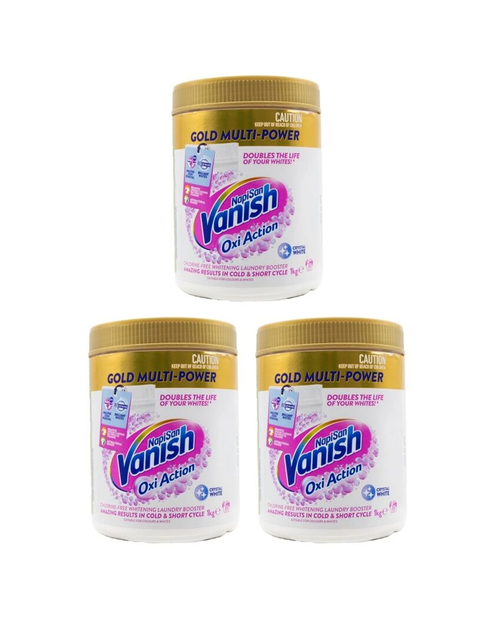 1 Vanish 3PK Napisan Oxi Action Multi Stain Remover Powder 1kg - White, 1 of 4