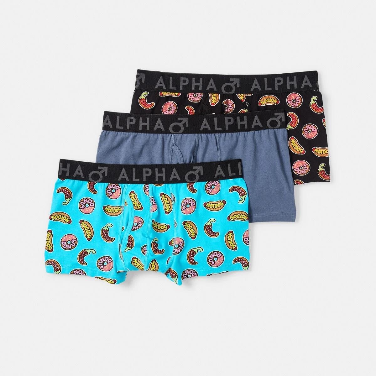 1 3 Pack Fly Front Print Trunks Wordy Food, 1 of 8