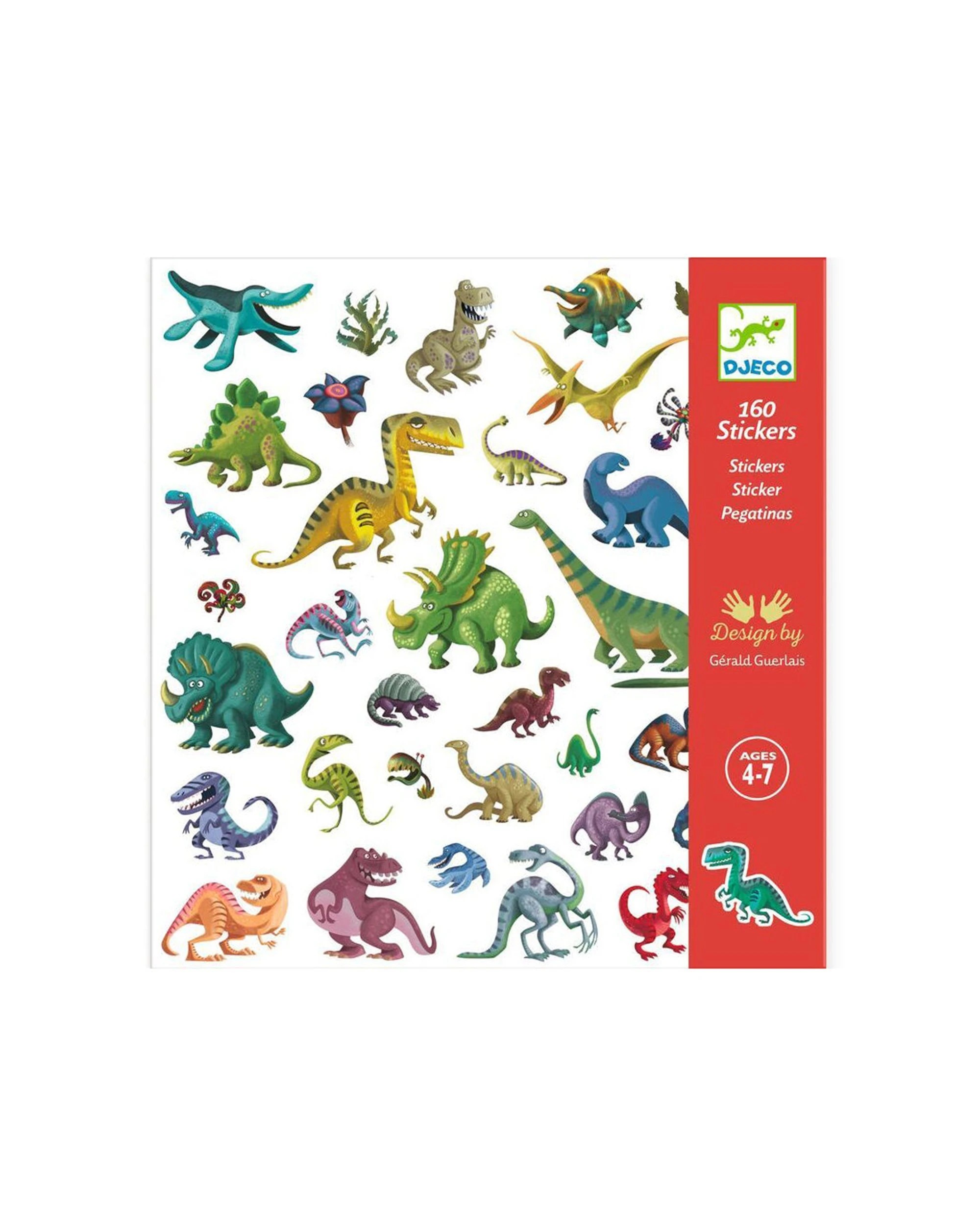 Djeco 160pc Dinosaur Decorative Stickers Kids Children - Multi - Kmart