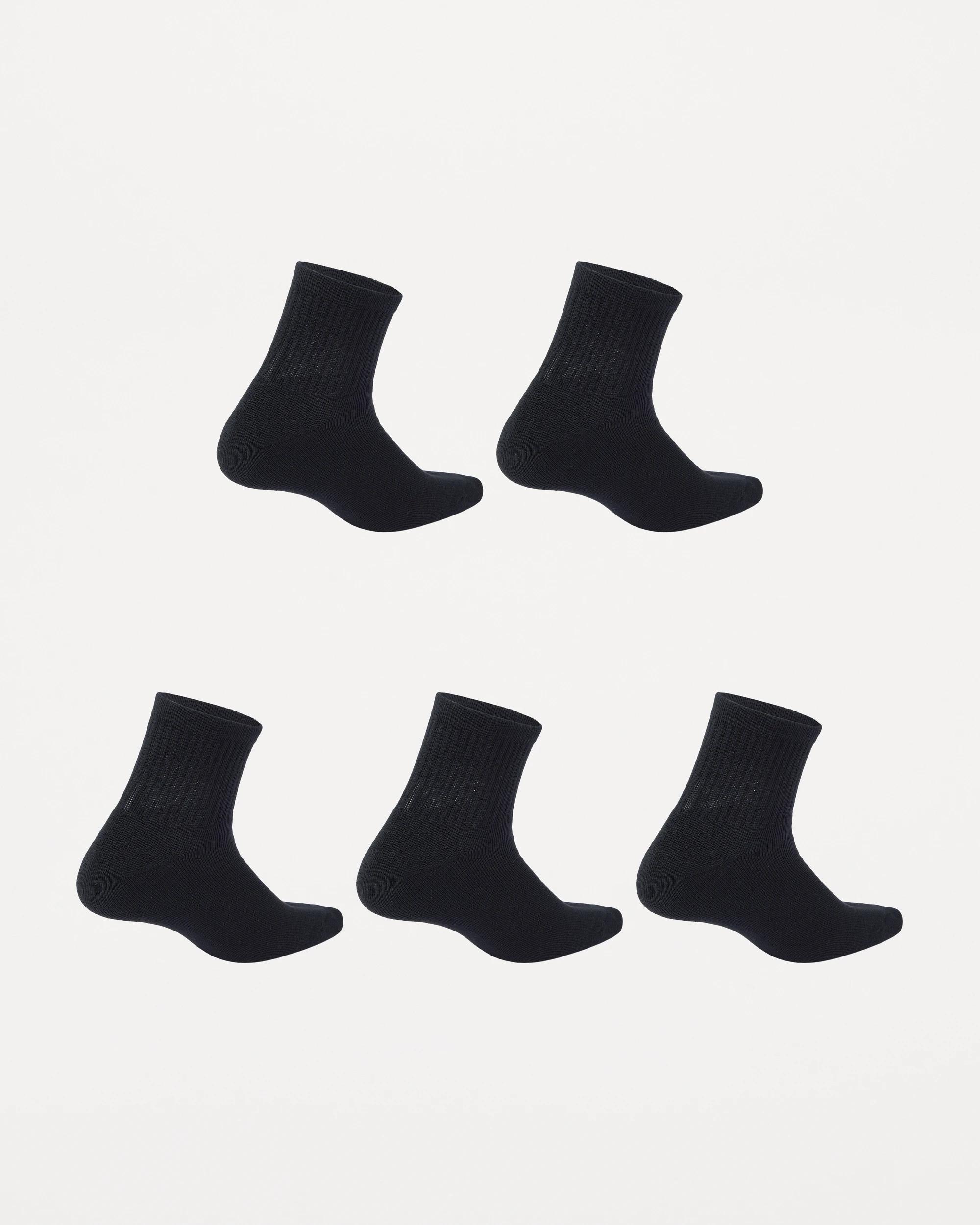 2 5 Pack Quarter Crew Sport Socks Black, 2 of 3