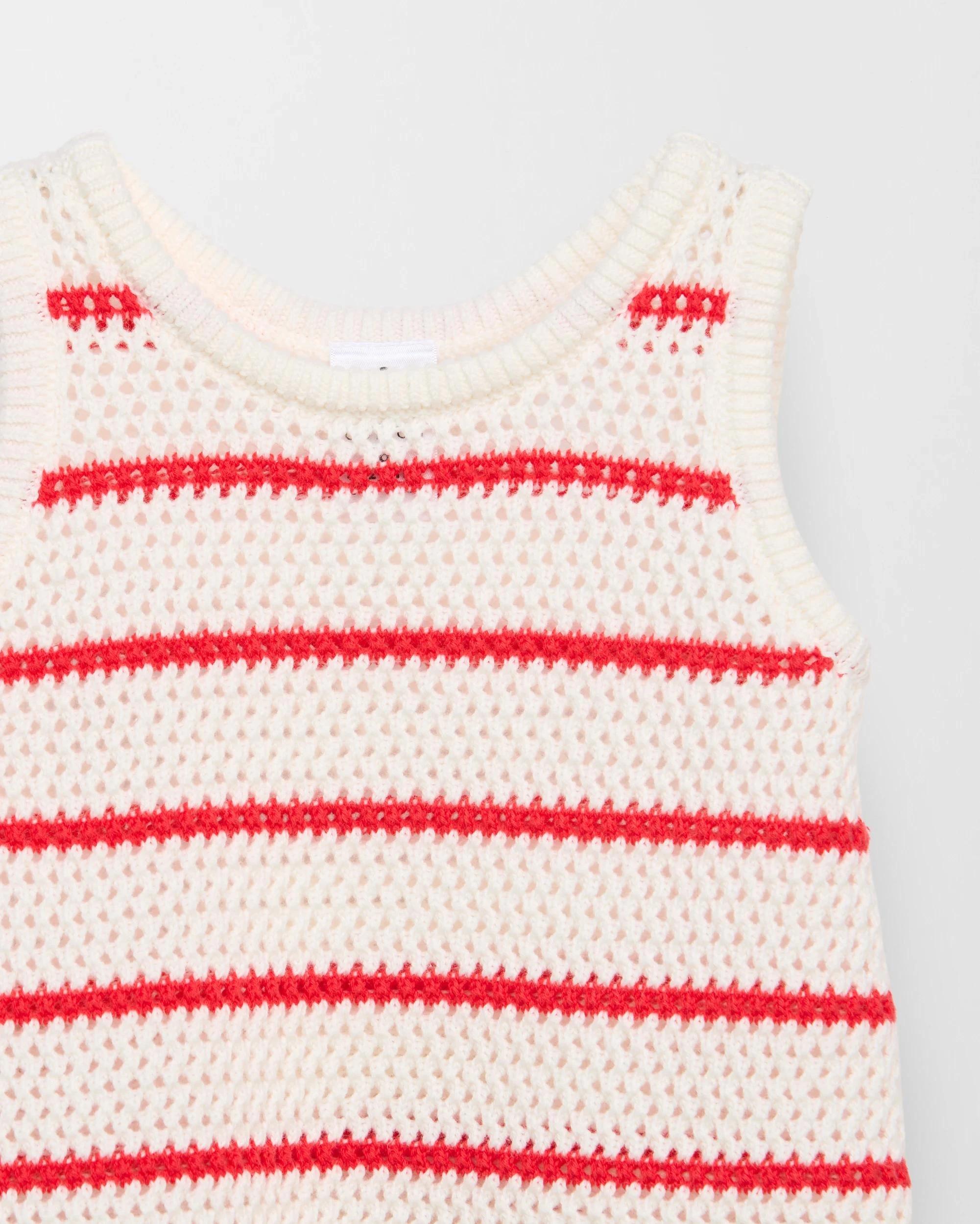 3 Target Organic Cotton Baby Crochet Top and Short 2 Piece Set RED/CREAM STRIPE, 3 of 3