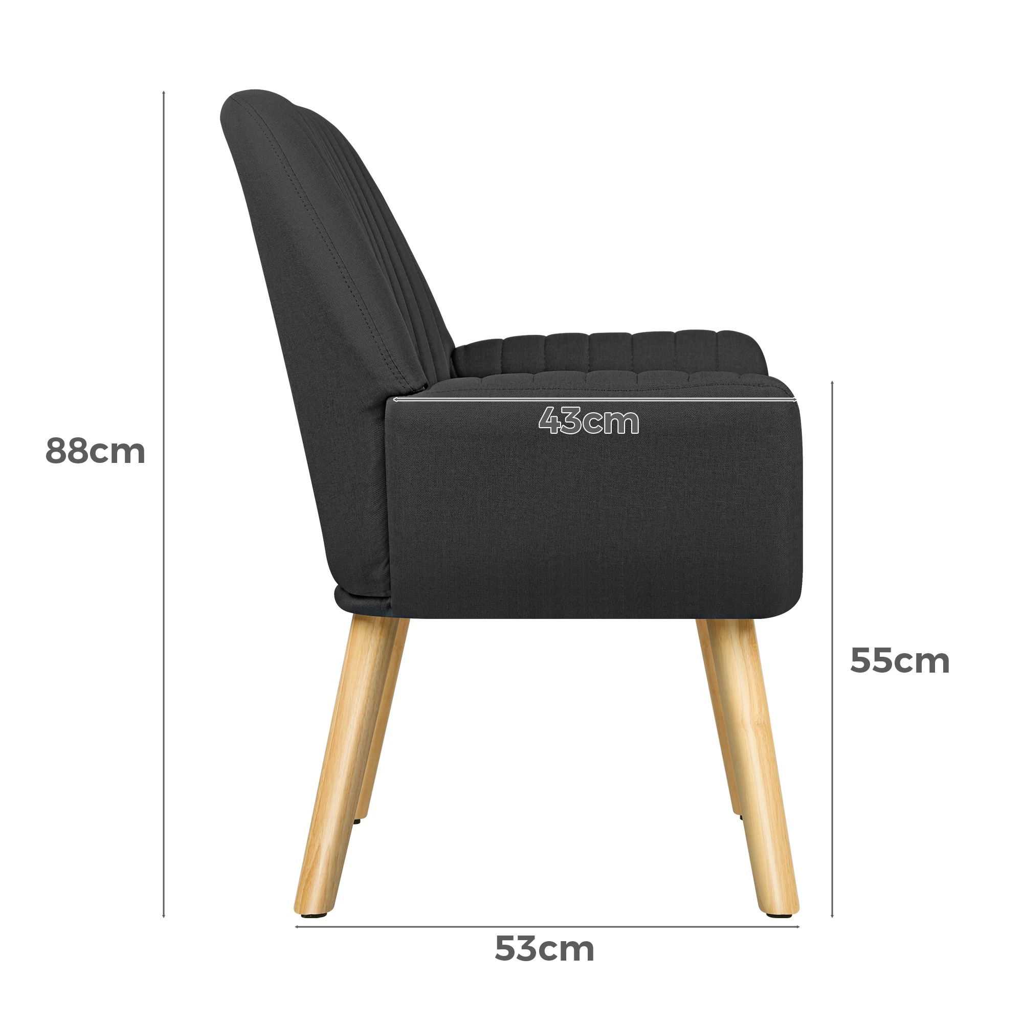 7 Alfordson Armchair Lounge Chair Upholstered Accent Chair Sofa Couch Fabric - Dark Grey, 7 of 9