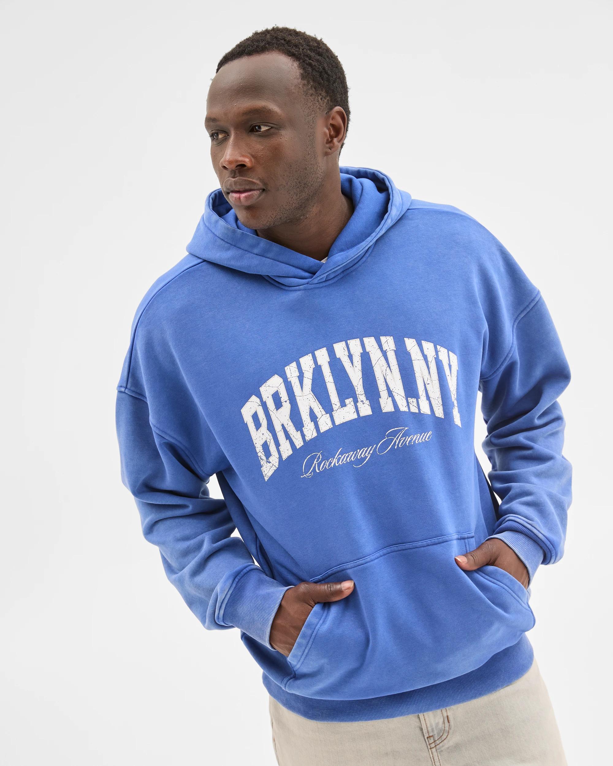 1 Commons Australian Cotton Blend Heavyweight Graphic Hoodie BLUE, 1 of 7